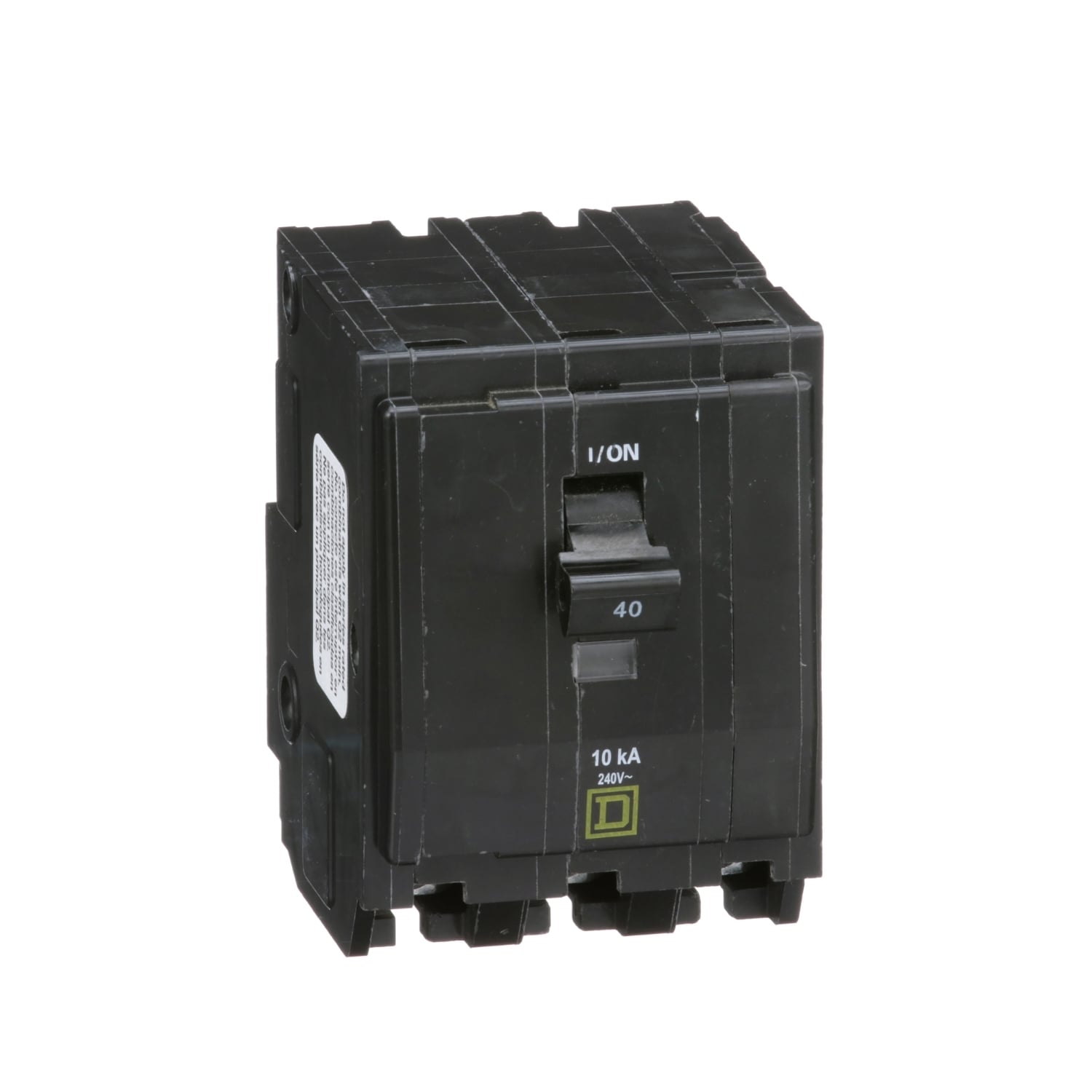 QO340 Standard Miniature Circuit Breaker, 240 V AC, 40 A, 10 kA Interrupt, 3 Poles, Thermal Magnetic Trip