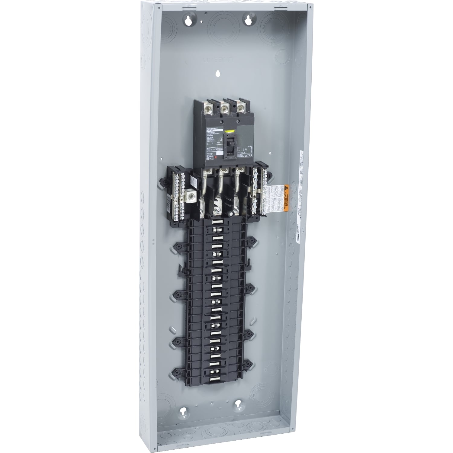 QO342MQ225125 3-Phase Convertible Main Breaker Load Center, 208Y/120 VAC, 120/240 Delta VAC, 240 Delta VAC, 125 A, 25 kA Interrupt