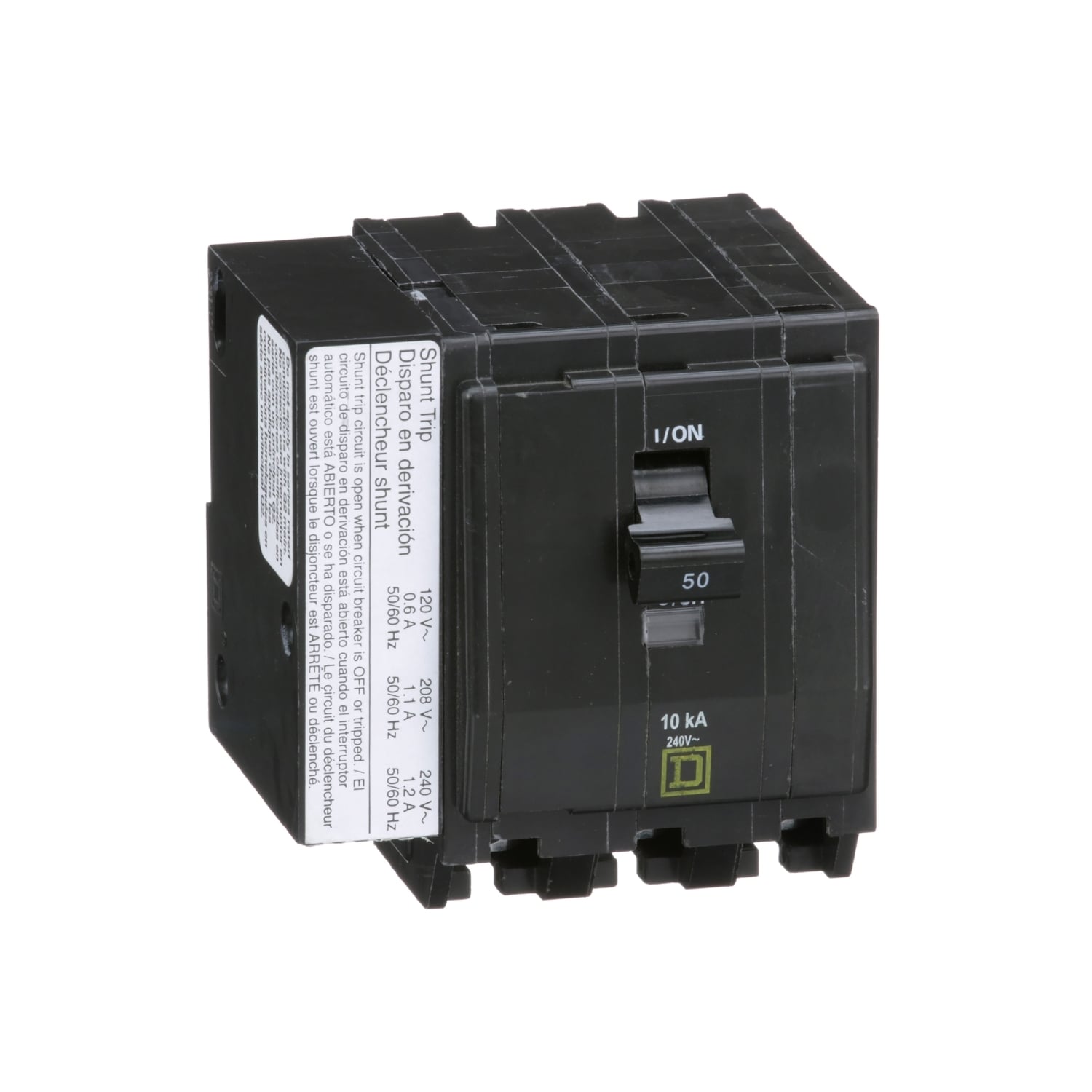 QO3501021 Standard Miniature Circuit Breaker, 240 V AC, 50 A, 10 kA Interrupt, 3 Poles, Thermal Magnetic Trip