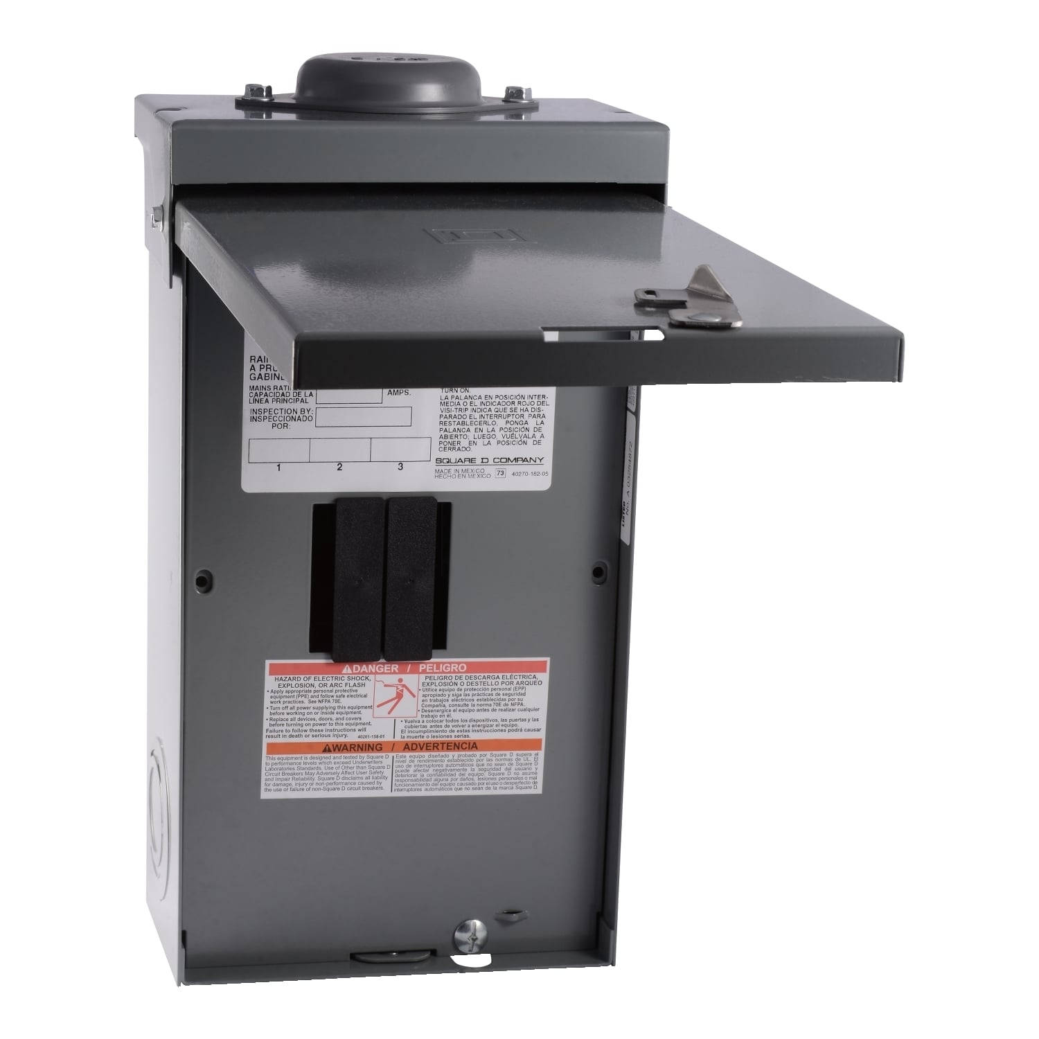 QO403L60NRB 3-Phase Fixed Main Lug Load Center With Rainproof Cover, 208Y/120 VAC, 120/240 Delta VAC, 240 Delta VAC, 60 A, 65 kA Interrupt