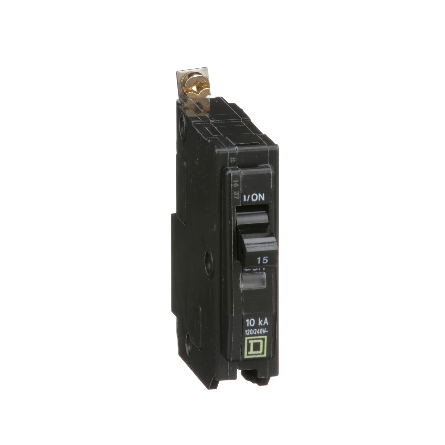QOB115 Standard 1-Pole Miniature Circuit Breaker, 240 V AC/48 V DC, 15 A, 10 kA Interrupt, 1 Poles, Thermal Magnetic Trip