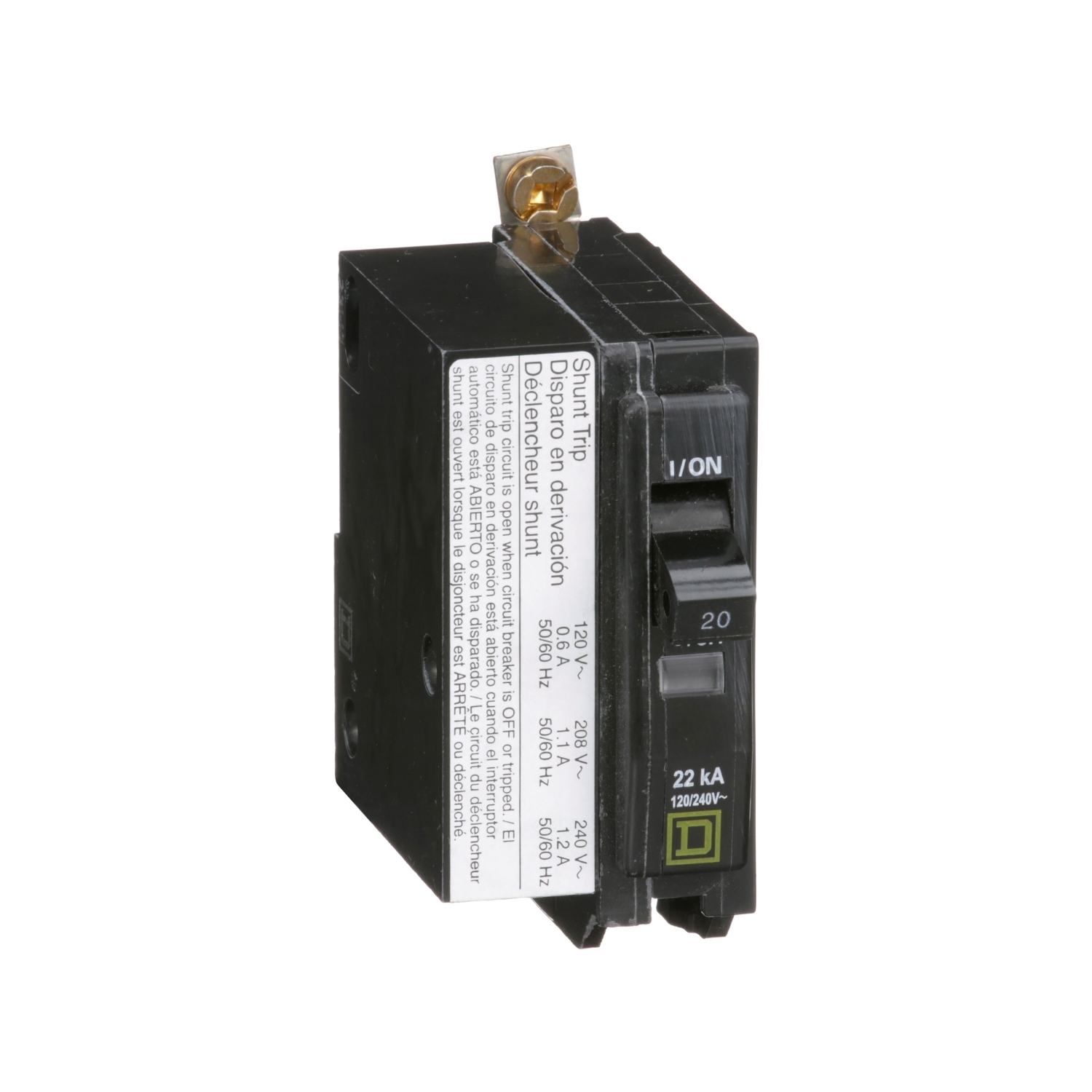 QOB120VH1021 Miniature Circuit Breaker, 20 Amp, 1 Pole, 120/240V