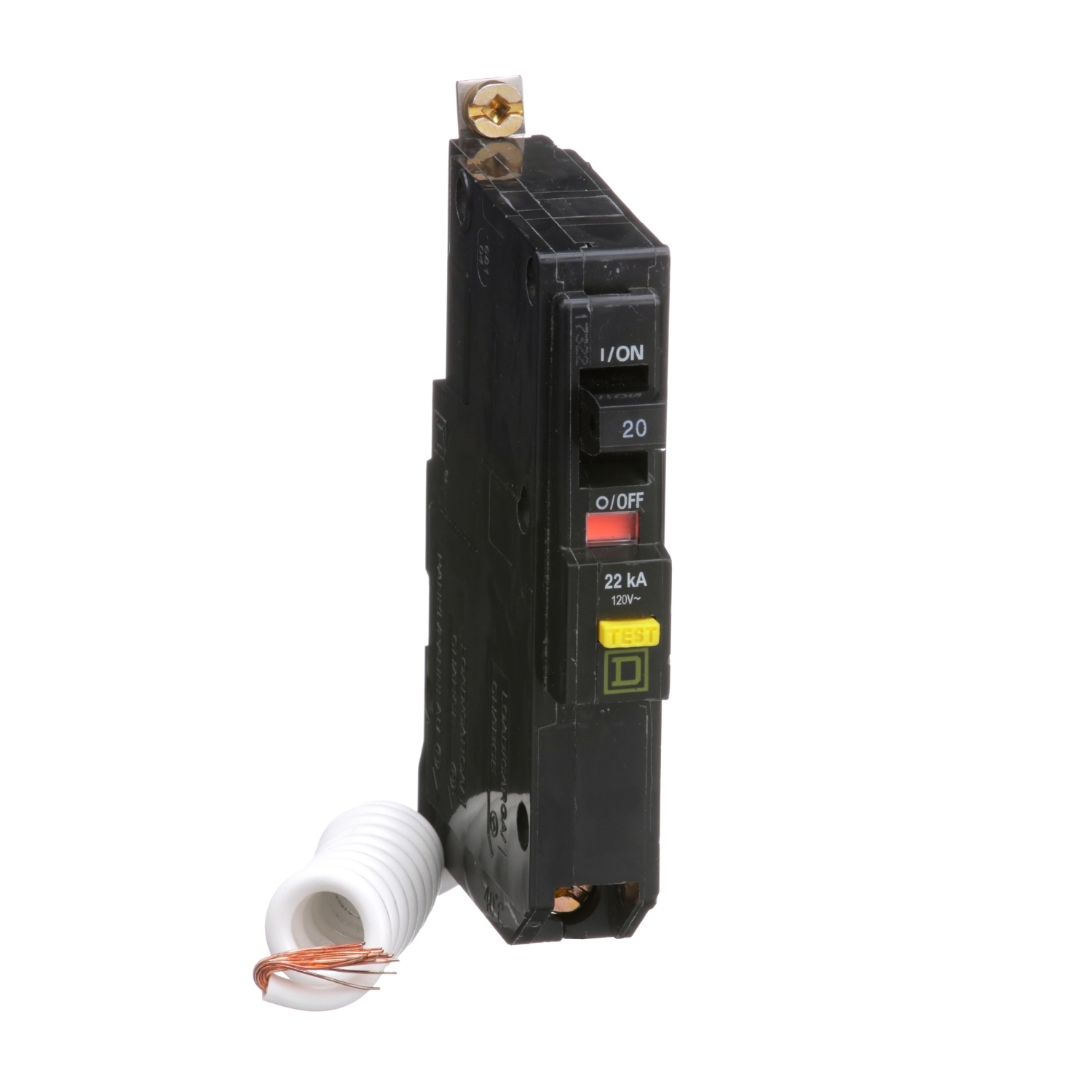 QOB120VHGFI Miniature Circuit Breaker, 20 Amp, 1 Pole, 120V