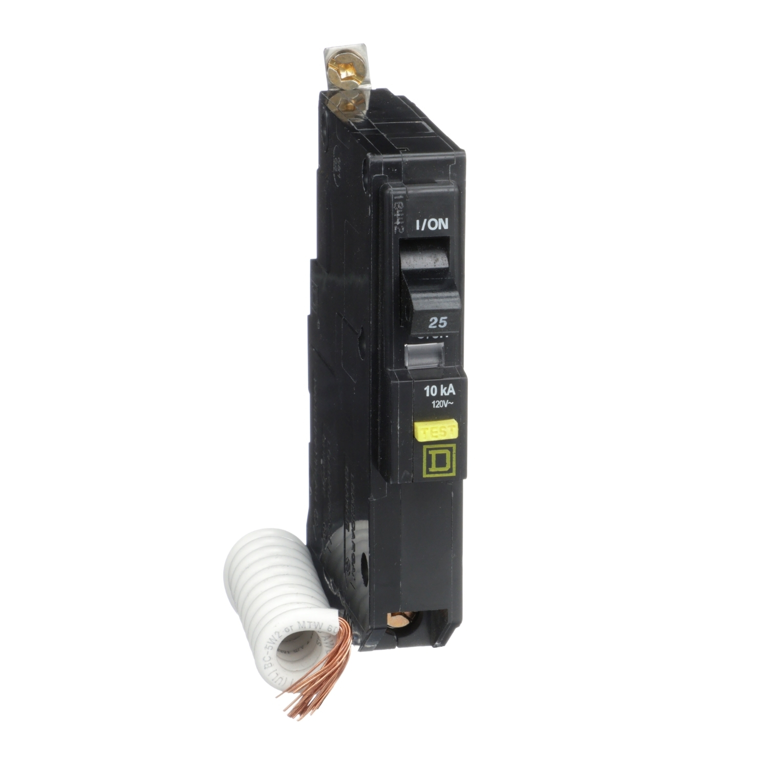 QOB125GFI Miniature Circuit Breaker, 25 Amp, 1 Pole, 120V