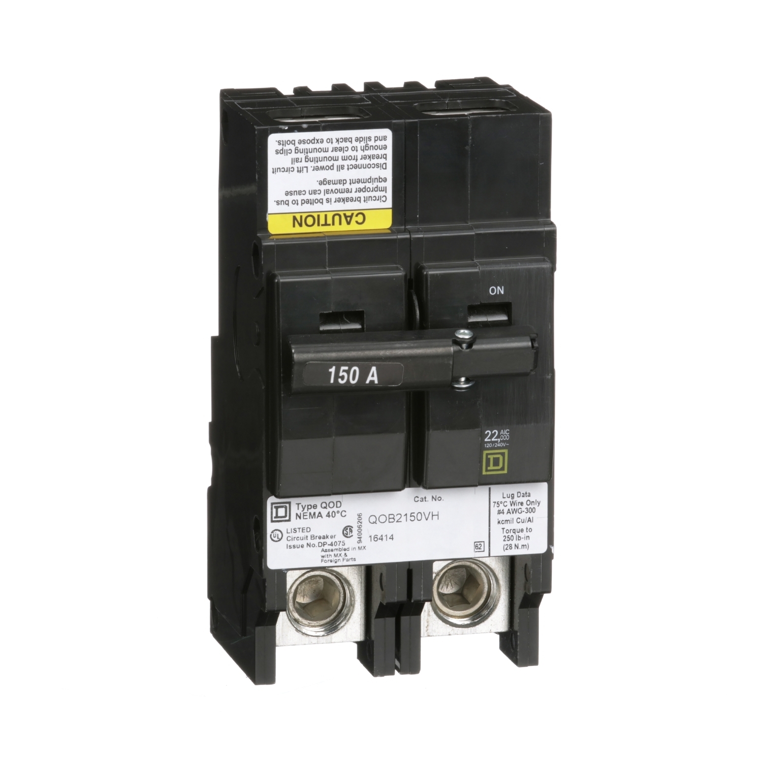 QOB2150VH Miniature Circuit Breaker, 150 Amp, 2 Pole, 120/240V