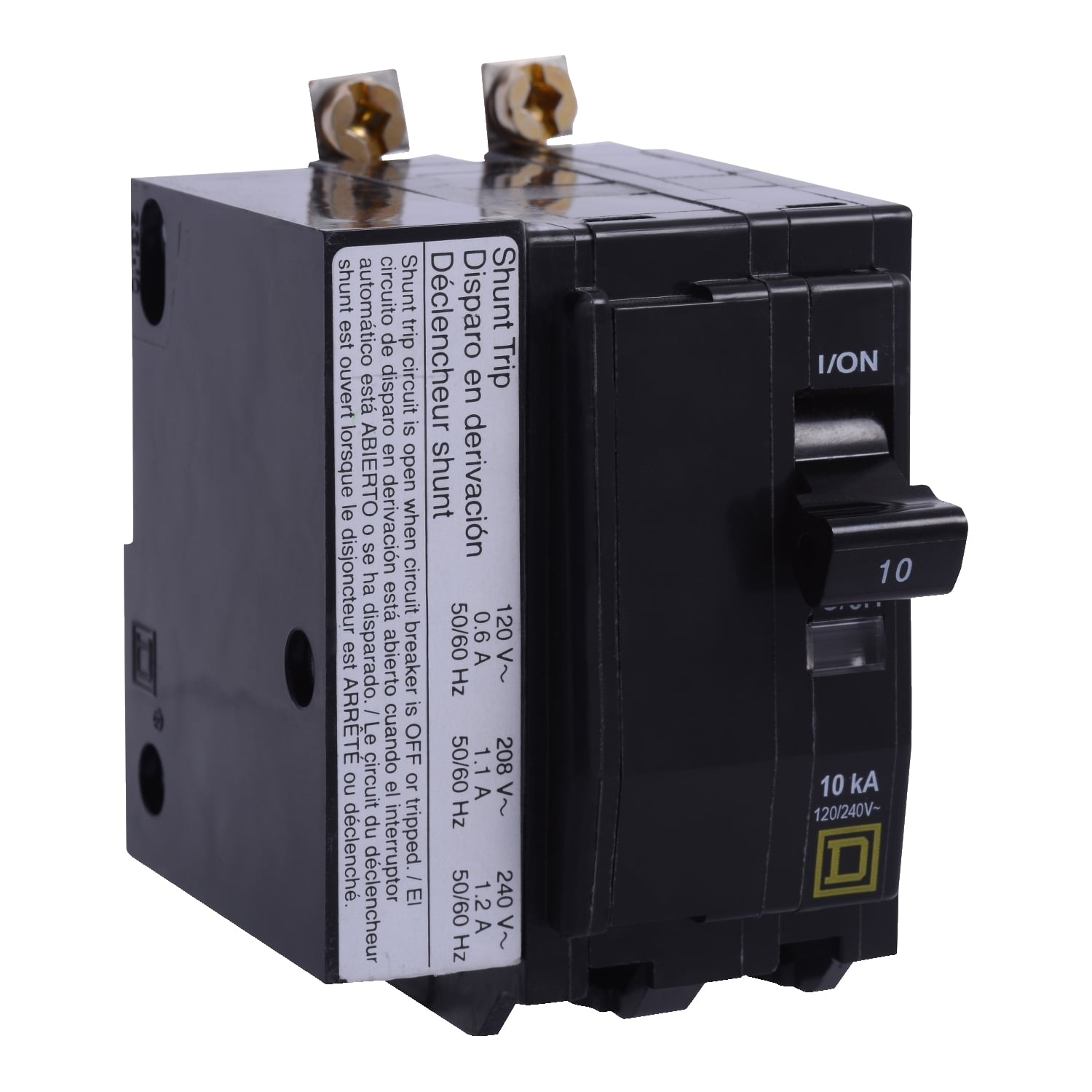 QOB2151021 Type QO Standard Miniature Circuit Breaker, 120/240 V AC, 15 A, 10 kA Interrupt, 2 Poles, Thermal Magnetic Trip