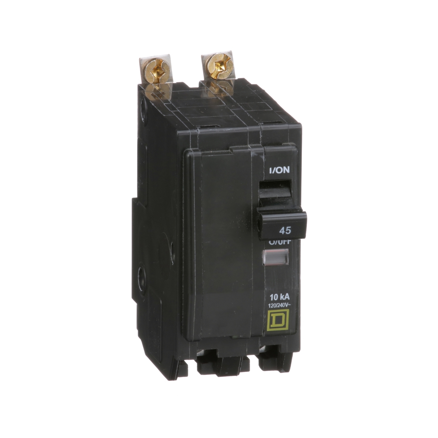 QOB245 Standard Miniature Circuit Breaker, 120/240 V AC, 45 A, 10 kA Interrupt, 2 Poles, Thermal Magnetic Trip