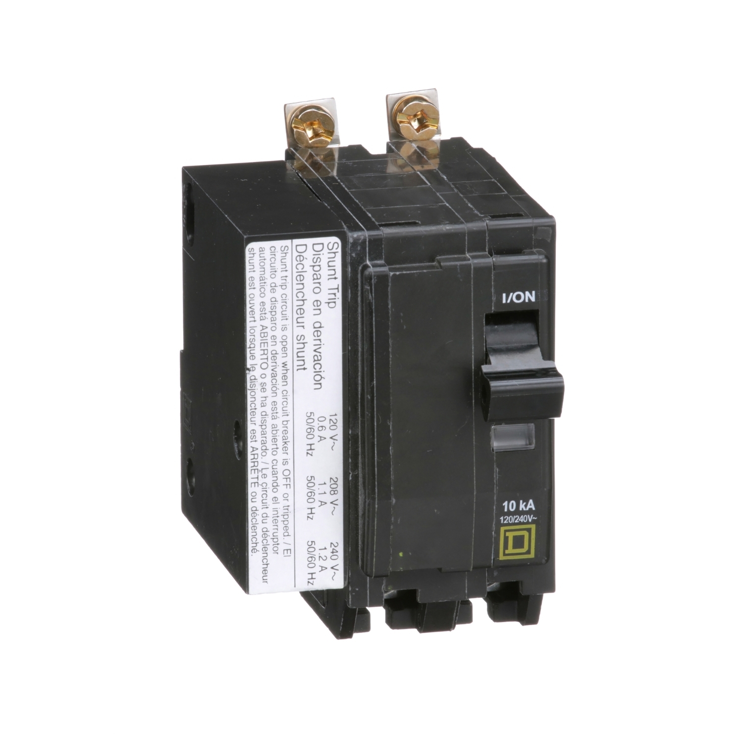 QOB2601021 Type QOB Standard Miniature Circuit Breaker, 120/240 V AC, 60 A, 10 kA Interrupt, 2 Poles, Thermal Magnetic Trip