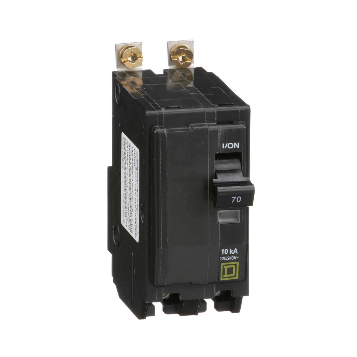QOB270 Standard Miniature Circuit Breaker, 120/240 V AC, 70 A, 10 kA Interrupt, 2 Poles, Thermal Magnetic Trip