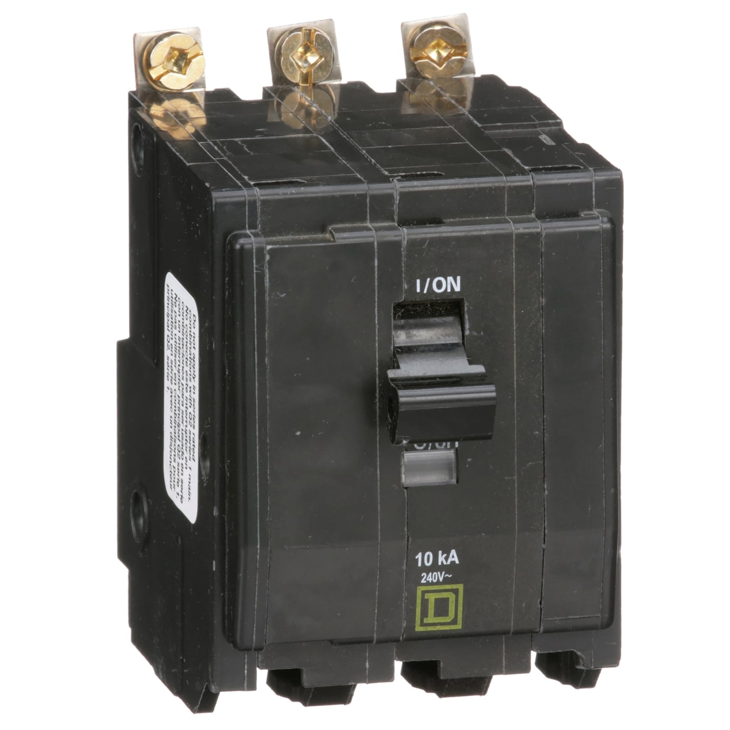 QOB310 Type QOB Standard Miniature Circuit Breaker, 120/240 VAC, 48 VDC, 10 A, 10 kA Interrupt, 3 Poles, Thermal Magnetic Trip