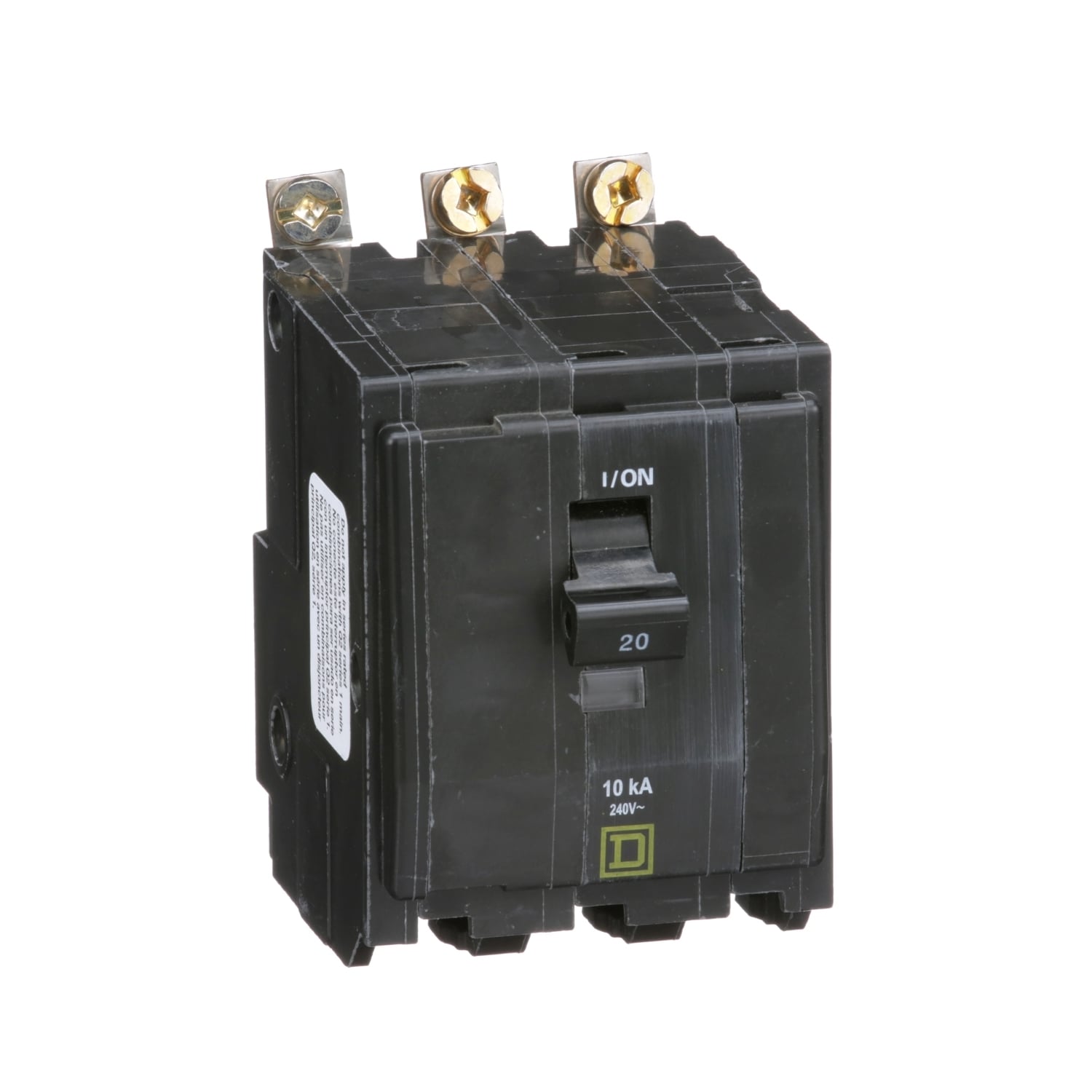 QOB320 Standard Miniature Circuit Breaker, 240 V AC, 20 A, 10 kA Interrupt, 3 Poles, Thermal Magnetic Trip