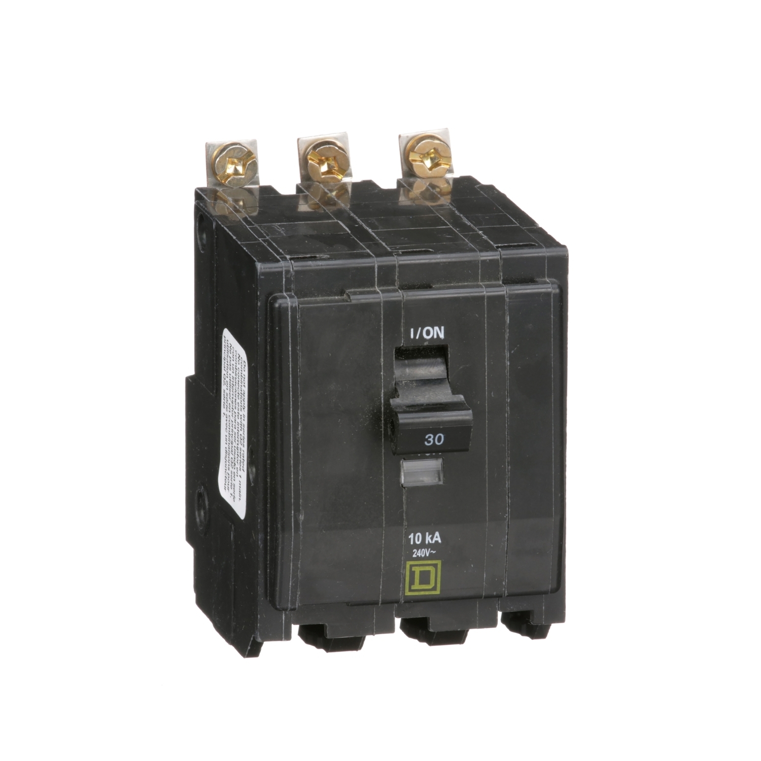 QOB330 Standard 3-Pole Miniature Circuit Breaker, 240 V AC/48 V DC, 30 A, 10 kA Interrupt, 3 Poles, Thermal Magnetic Trip