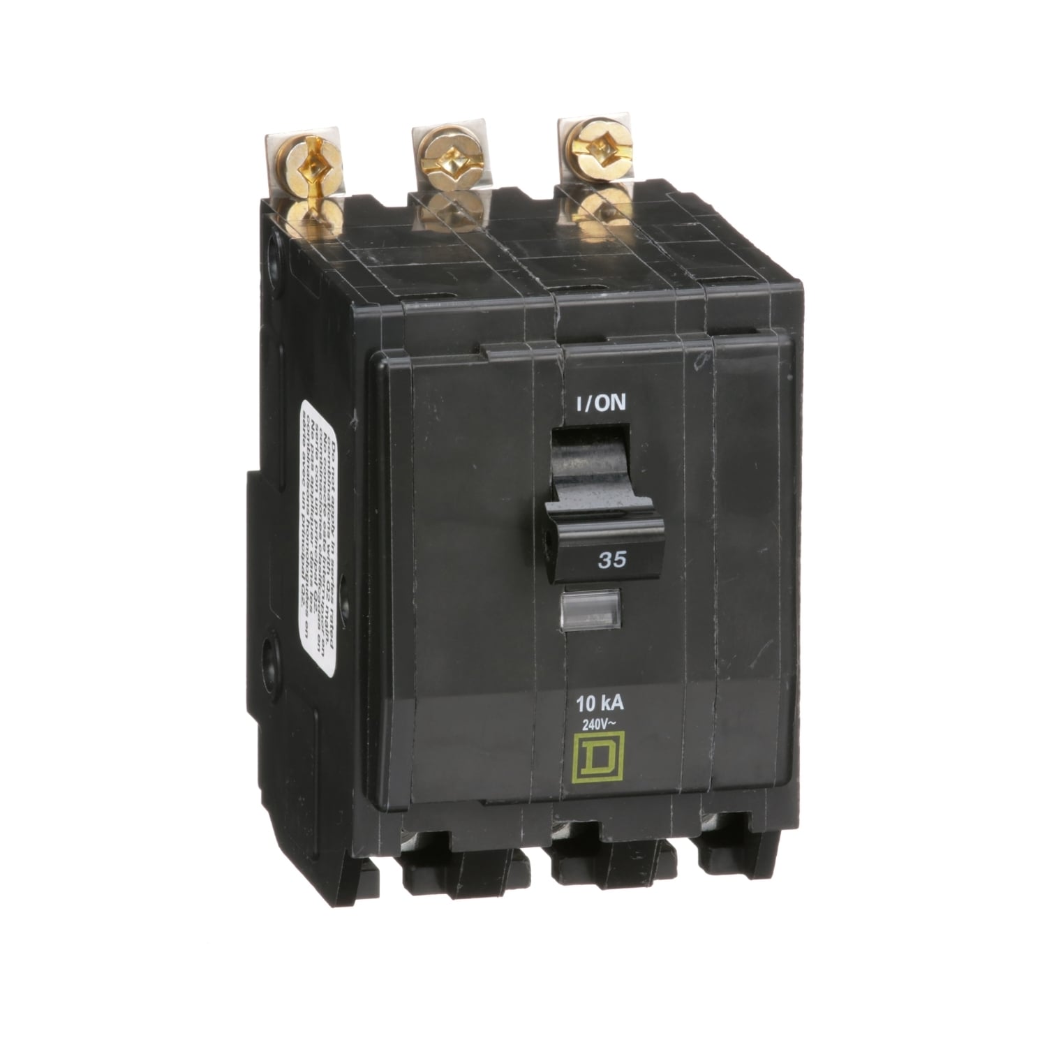 QOB335 Standard Miniature Circuit Breaker, 240 V AC, 35 A, 10 kA Interrupt, 3 Poles, Thermal Magnetic Trip