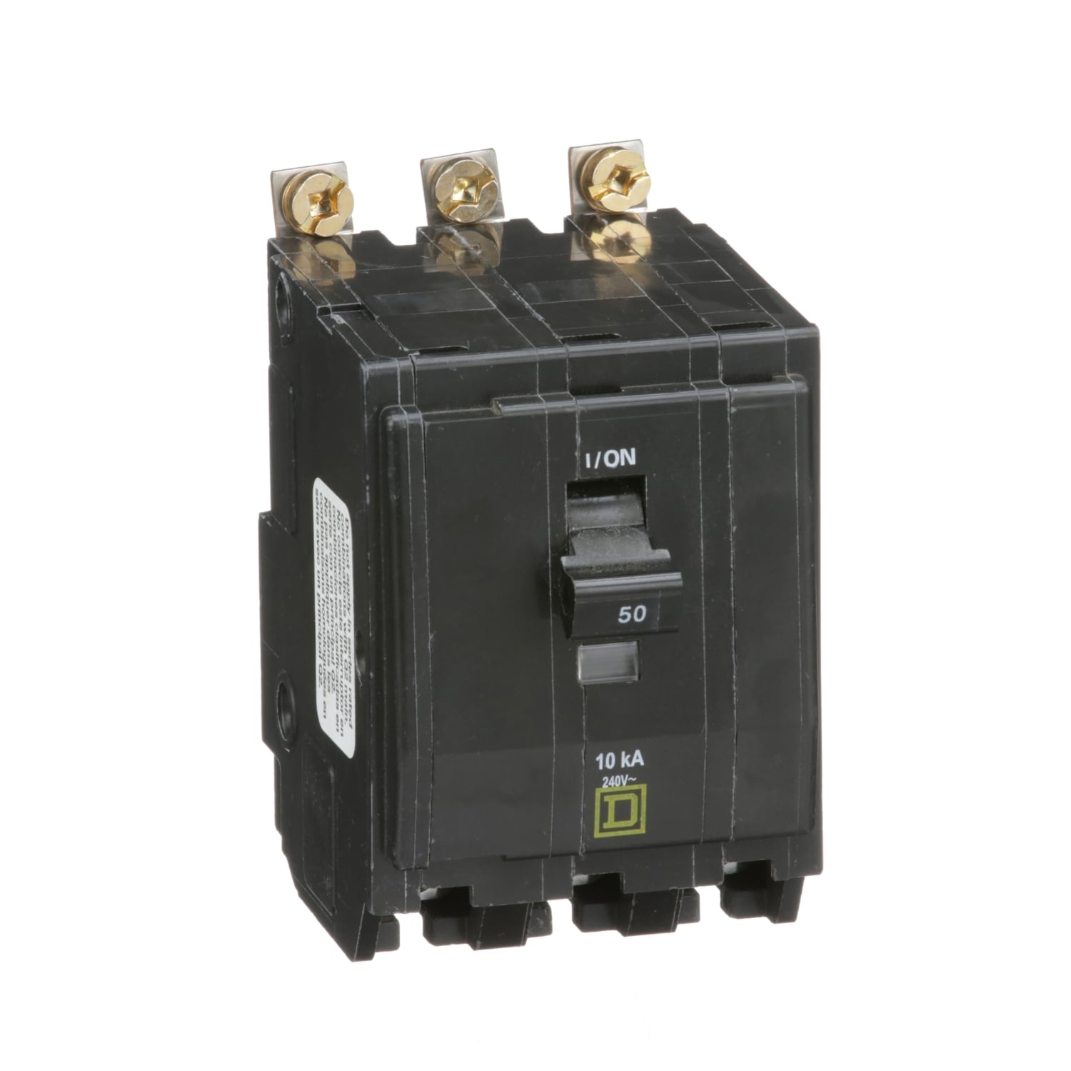 QOB350 Standard Miniature Circuit Breaker, 240 V AC, 50 A, 10 kA Interrupt, 3 Poles, Thermal Magnetic Trip