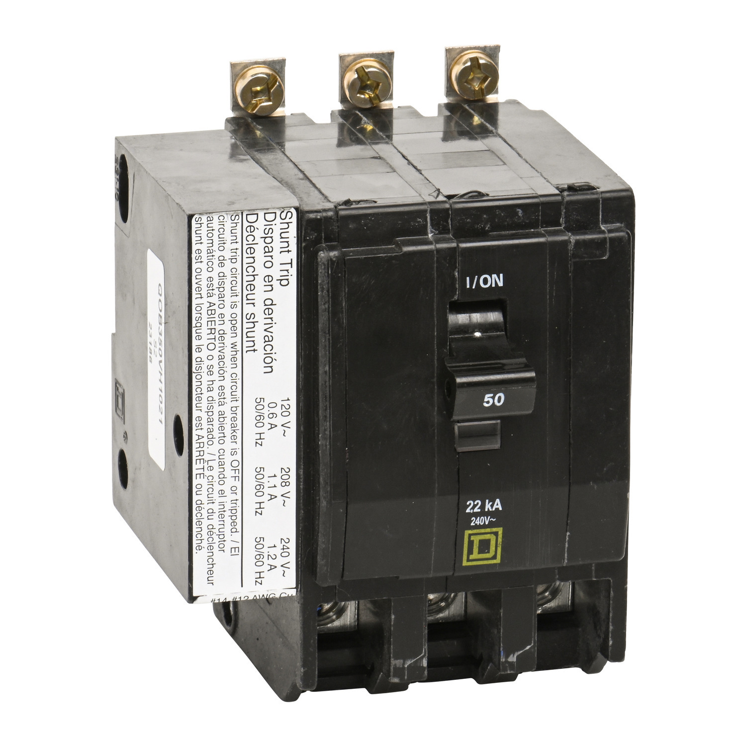 QOB350VH1021 Miniature Circuit Breaker, 50 Amp, 3 Pole, 120/240V