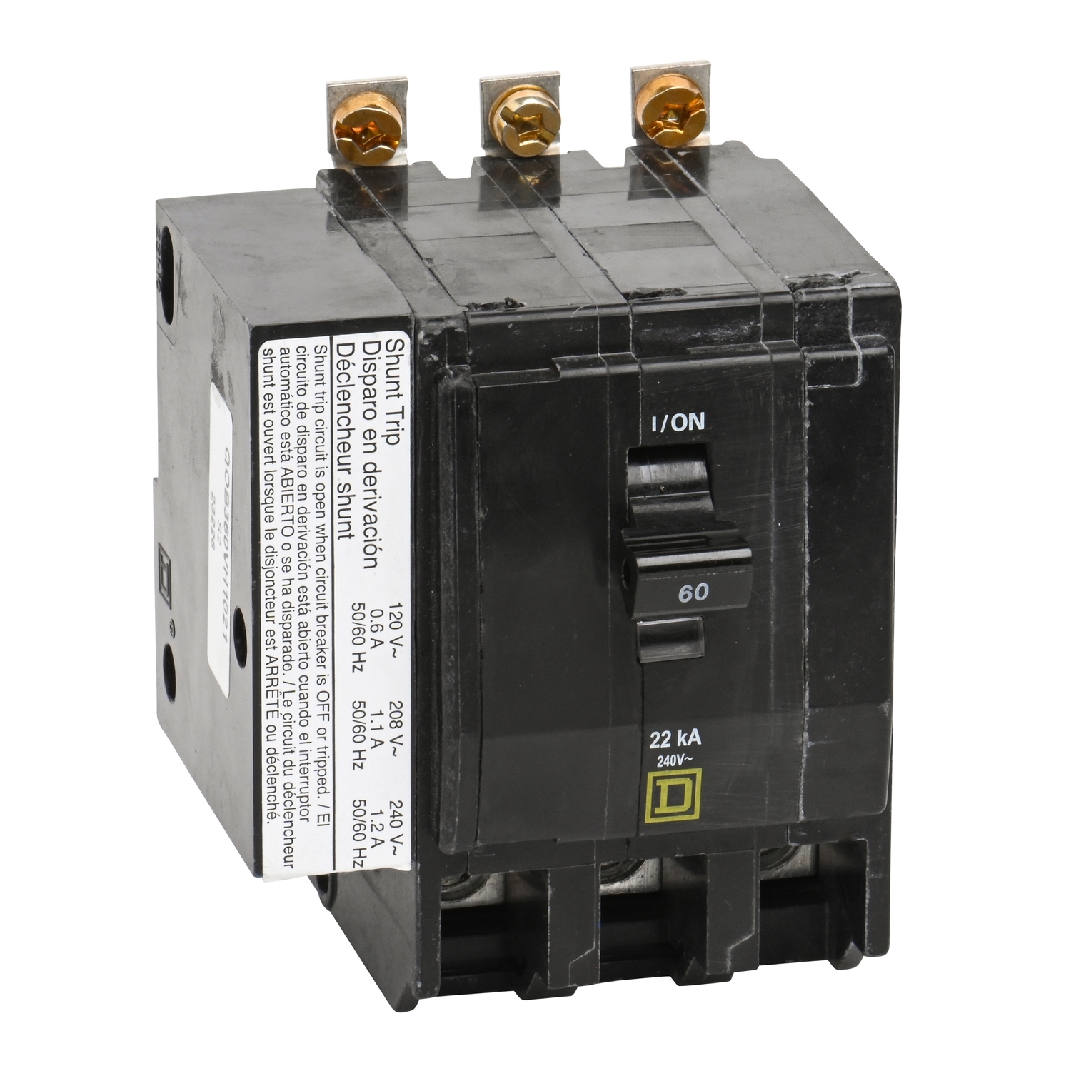QOB360VH1021 Miniature Circuit Breaker, 60 Amp, 3 Pole, 120/240V