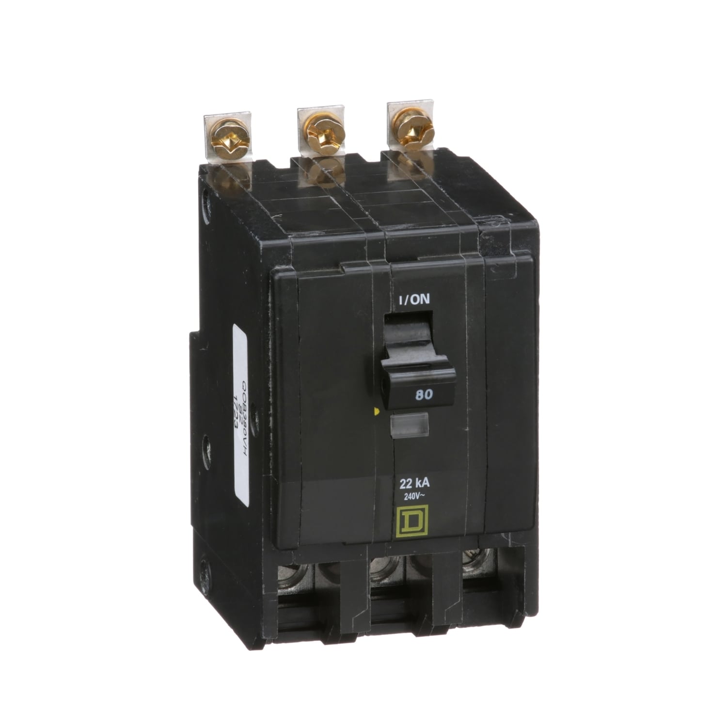 QOB380VH Miniature Circuit Breaker, 80 Amp, 3 Pole, 120/240V