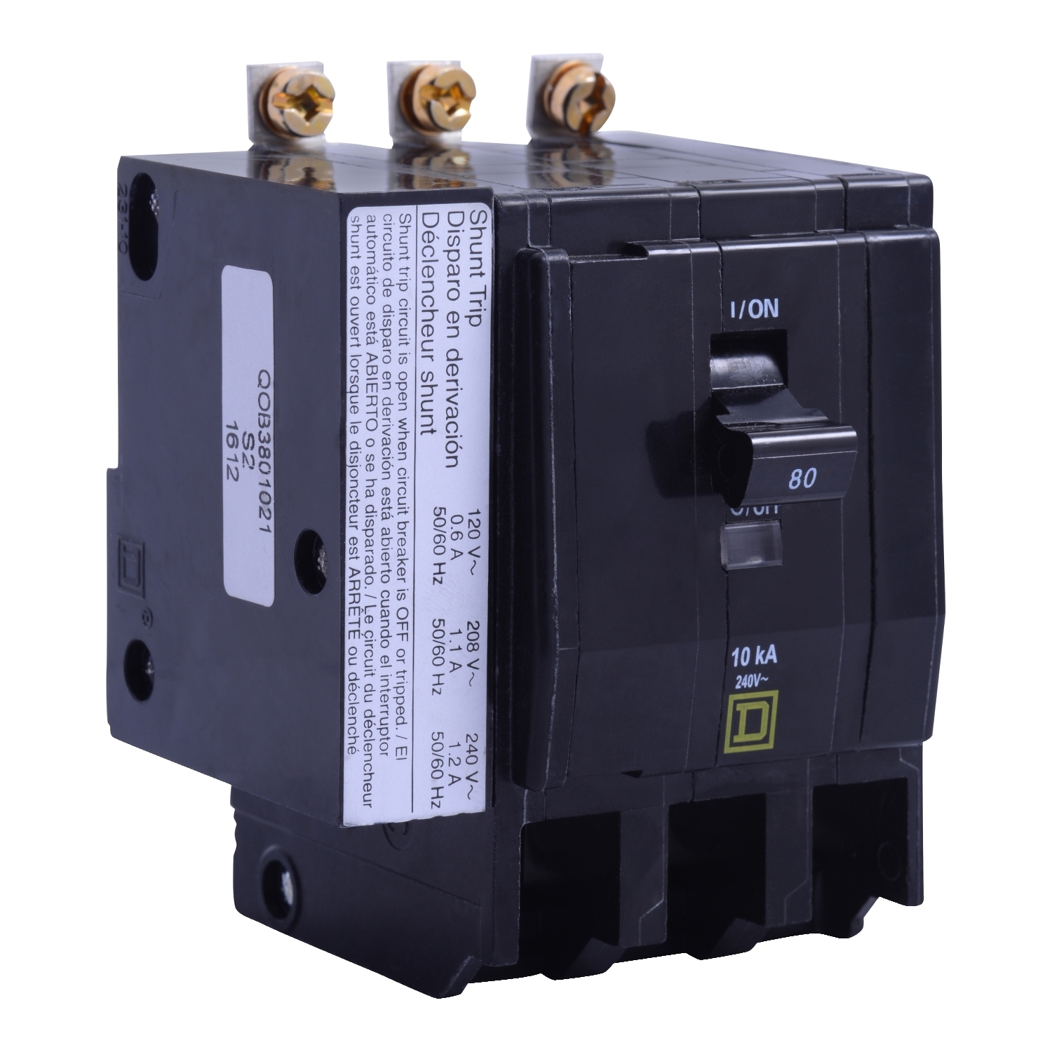 QOB3901021 Miniature Circuit Breaker, 90 Amp, 3 Pole, 120/240V