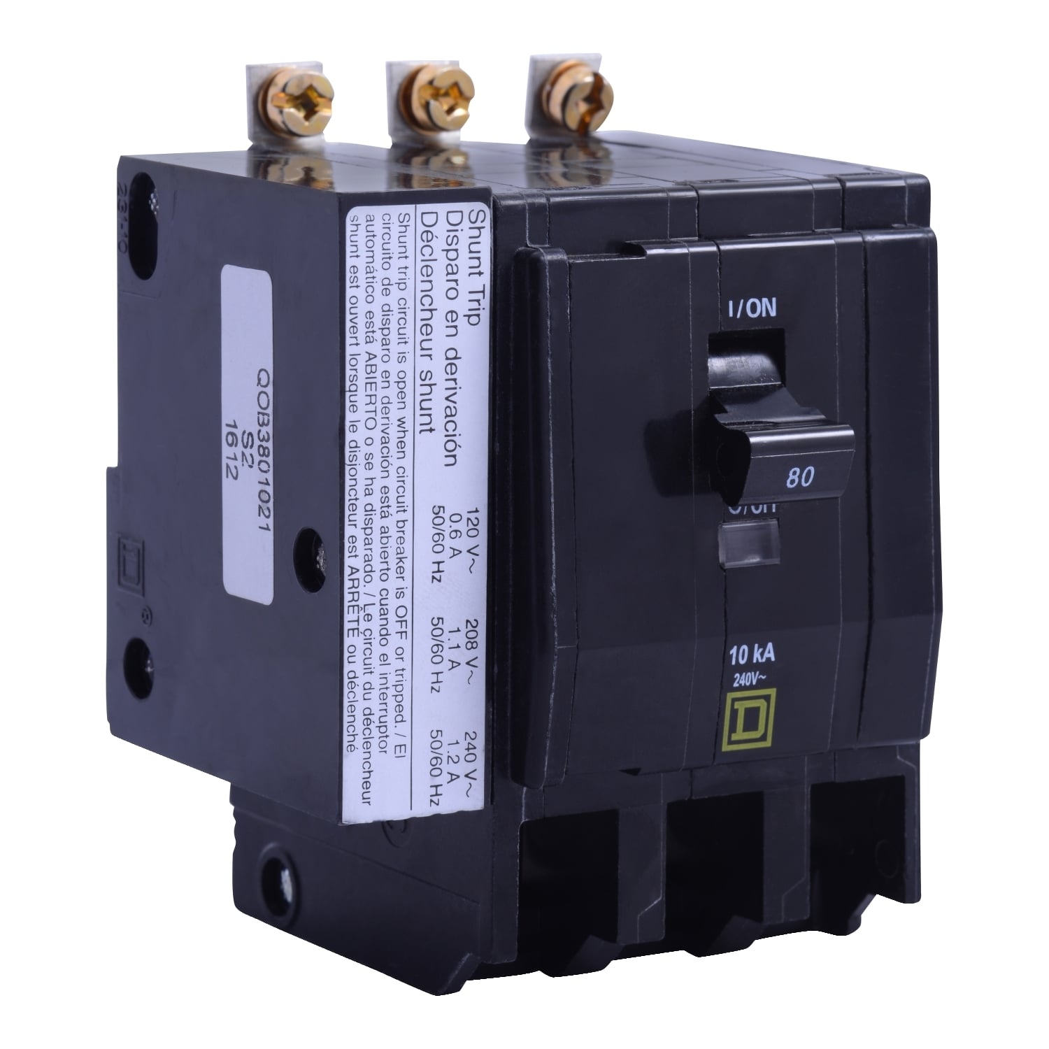 QOB390VH1021 Miniature Circuit Breaker, 90 Amp, 3 Pole, 120/240V