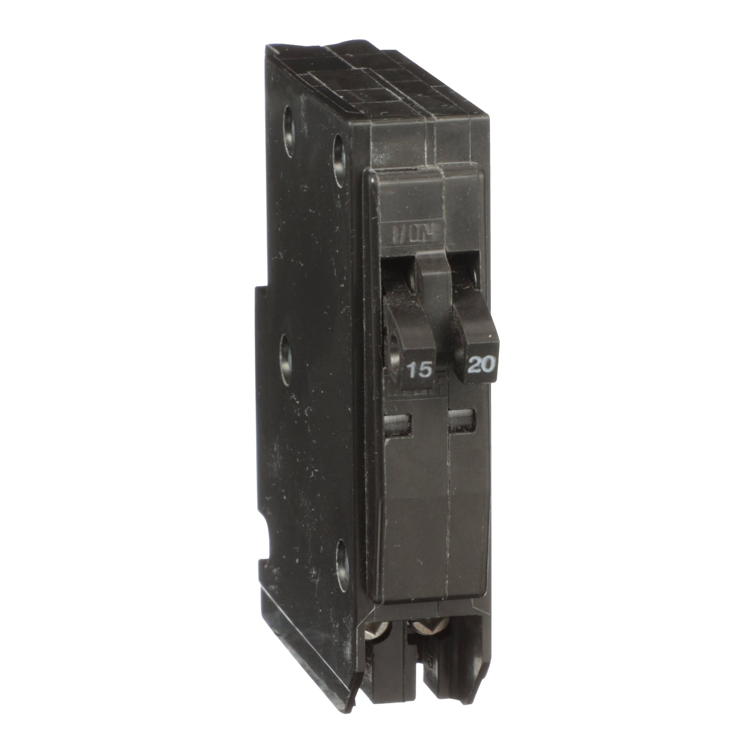 QOT1520 Tandem Miniature Circuit Breaker, 120/240 V AC, 15/20 A, 10 kA Interrupt, 1 Pole, Thermal Magnetic Trip