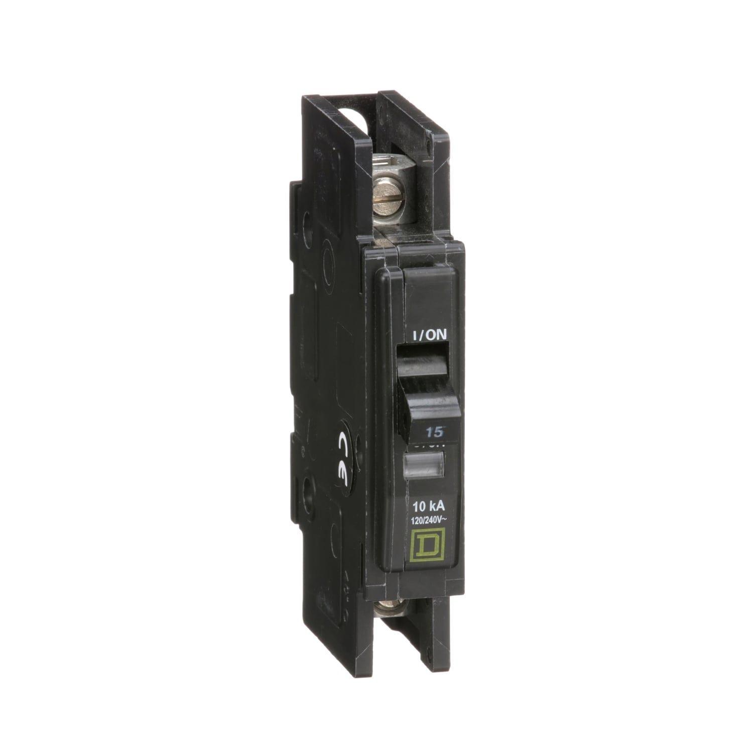 QOU115 Type QOU Standard Unit Mount Miniature Circuit Breaker, 120/240 V AC, 15 A, 10 kA Interrupt, 1 Pole, Thermal Magnetic Trip