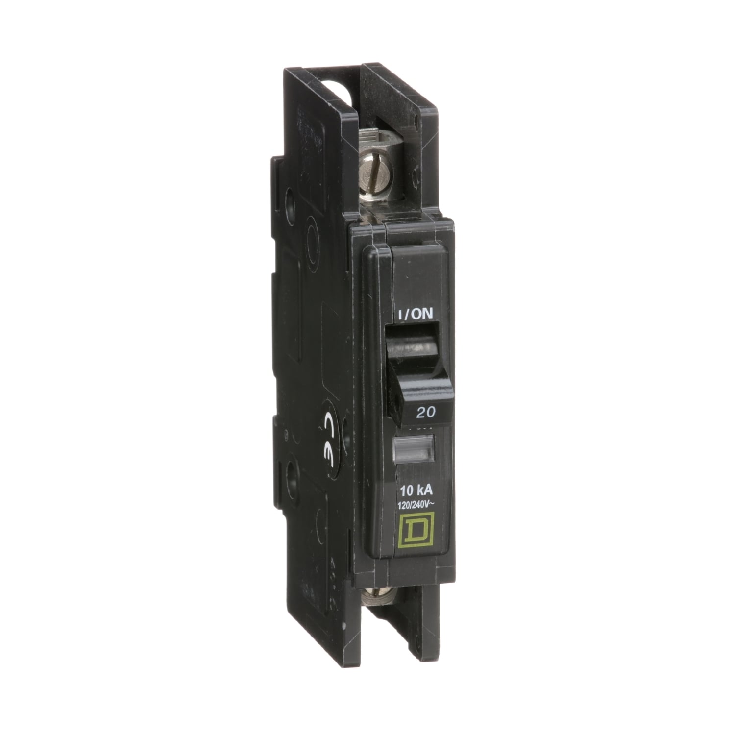 QOU120 Standard Mount Miniature Circuit Breaker, 120/240 V AC, 20 A, 10 kA Interrupt, 1 Poles, Thermal Magnetic Trip