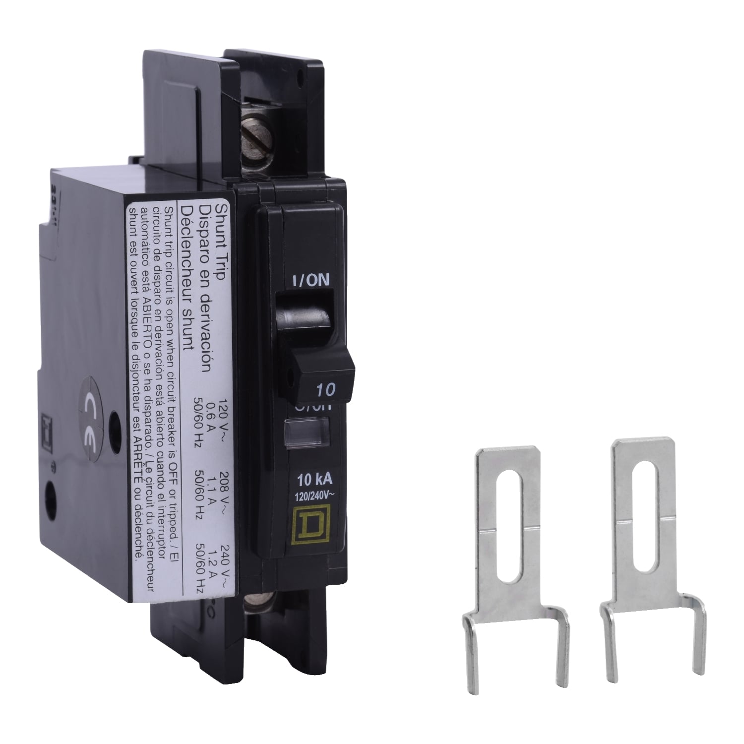 QOU1201021 Type QOU Standard Miniature Circuit Breaker, 120/240 VAC, 48 VDC, 20 A, 10 kA at 120/240 VAC, 5 kA at 48 VDC Interrupt, 1 Poles, Thermal Magnetic Trip