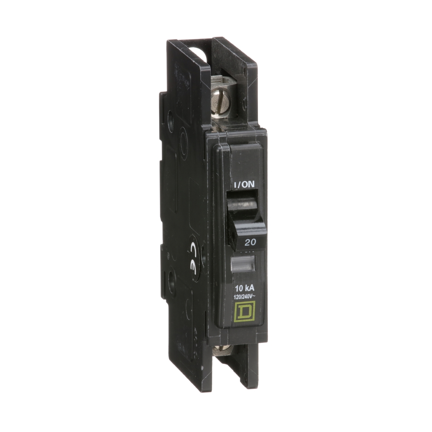 QOU120B Type QOU Standard Miniature Circuit Breaker, 120/240 V AC, 20 A, 10 kA at 120/240 V AC, 5 kA at 48 VDC Interrupt, 1 Poles, Thermal Magnetic Trip