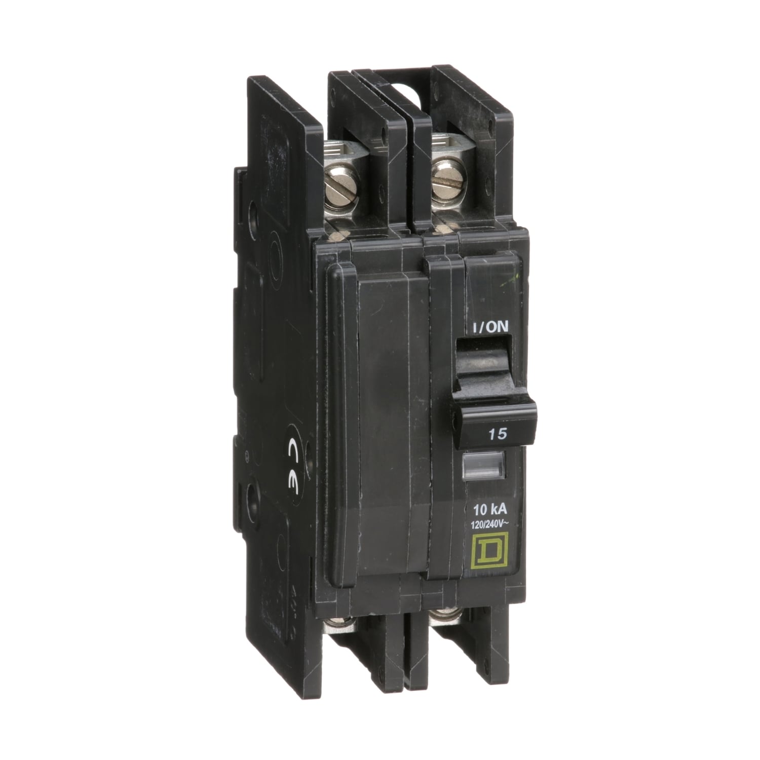 QOU215 Type QOU Standard Unit Mount Miniature Circuit Breaker, 120/240 V AC, 15 A, 10 kA Interrupt, 2 Poles, Thermal Magnetic Trip