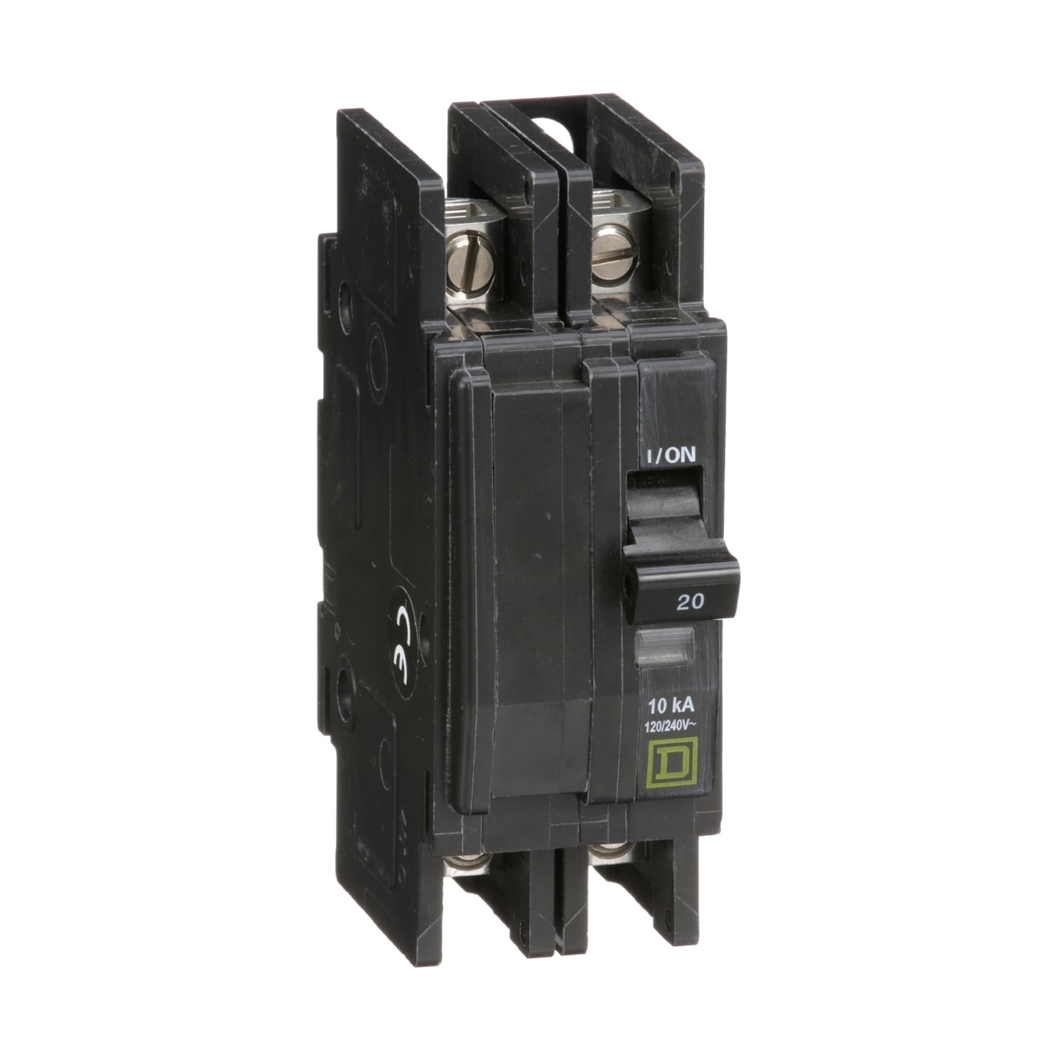 QOU220 Type QOU Standard Unit Mount Miniature Circuit Breaker, 120/240 V AC, 20 A, 10 kA Interrupt, 2 Poles, Thermal Magnetic Trip