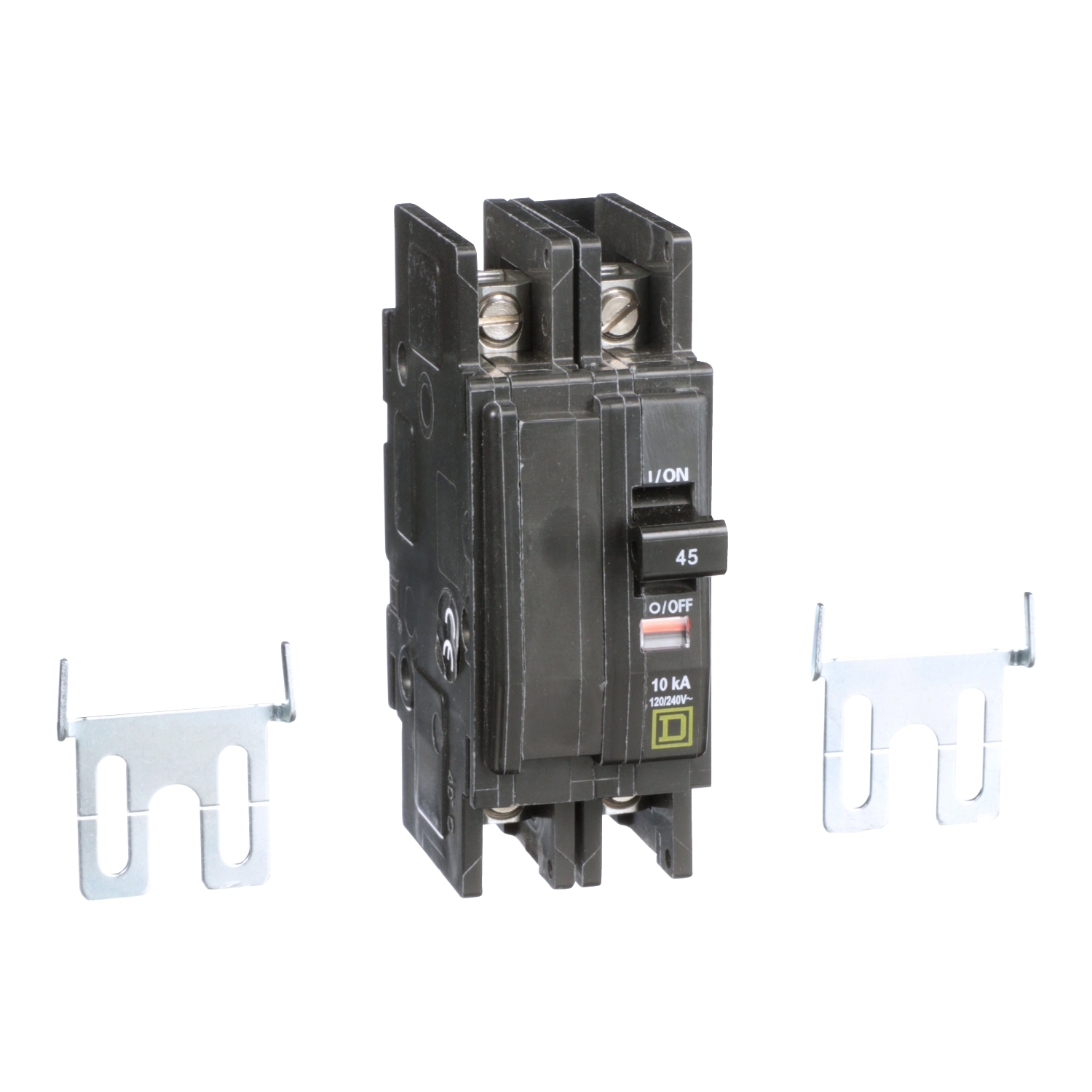 8615039 Type QOU Standard Miniature Circuit Breaker, 120/240 VAC, 48 VDC, 45 A, 10 kA at 120/240 VAC, 5 kA at 48 VDC Interrupt, 2 Poles
