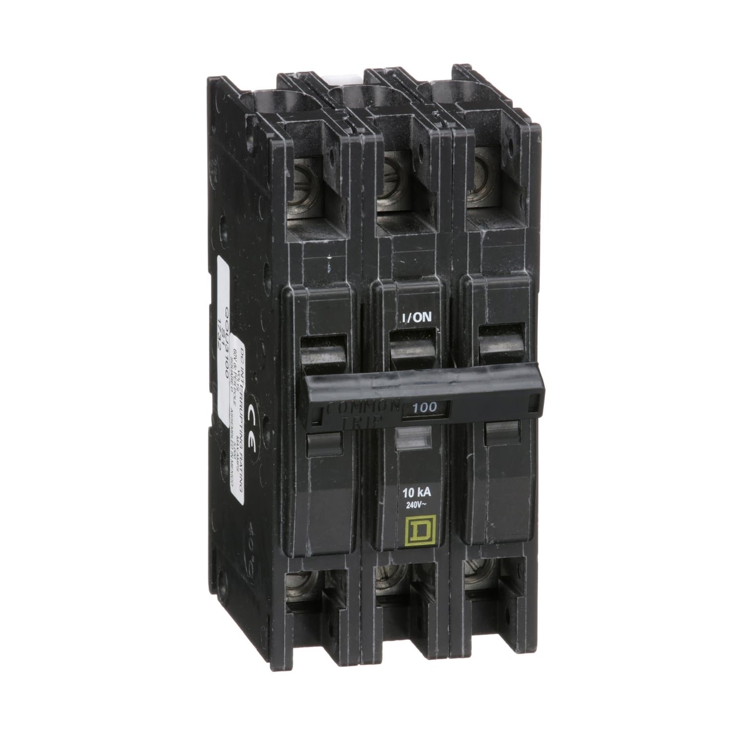 QOU3100 Type QOU Standard Unit Mount Miniature Circuit Breaker, 240 V AC, 100 A, 10 kA Interrupt, 3 Poles, Thermal Magnetic Trip