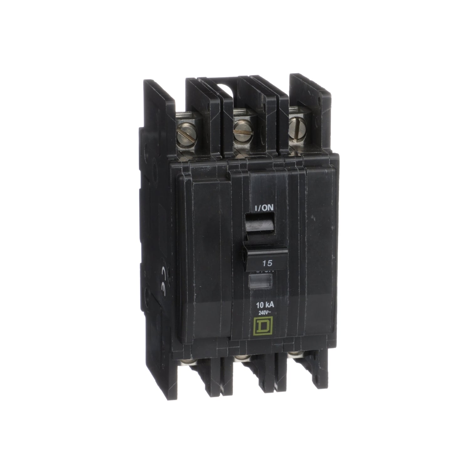 QOU315B Type QOU Standard Miniature Circuit Breaker, 240 V AC, 15 A, 10 kA at 240 V AC, 5 kA at 48 VDC Interrupt, 3 Poles, Thermal Magnetic Trip