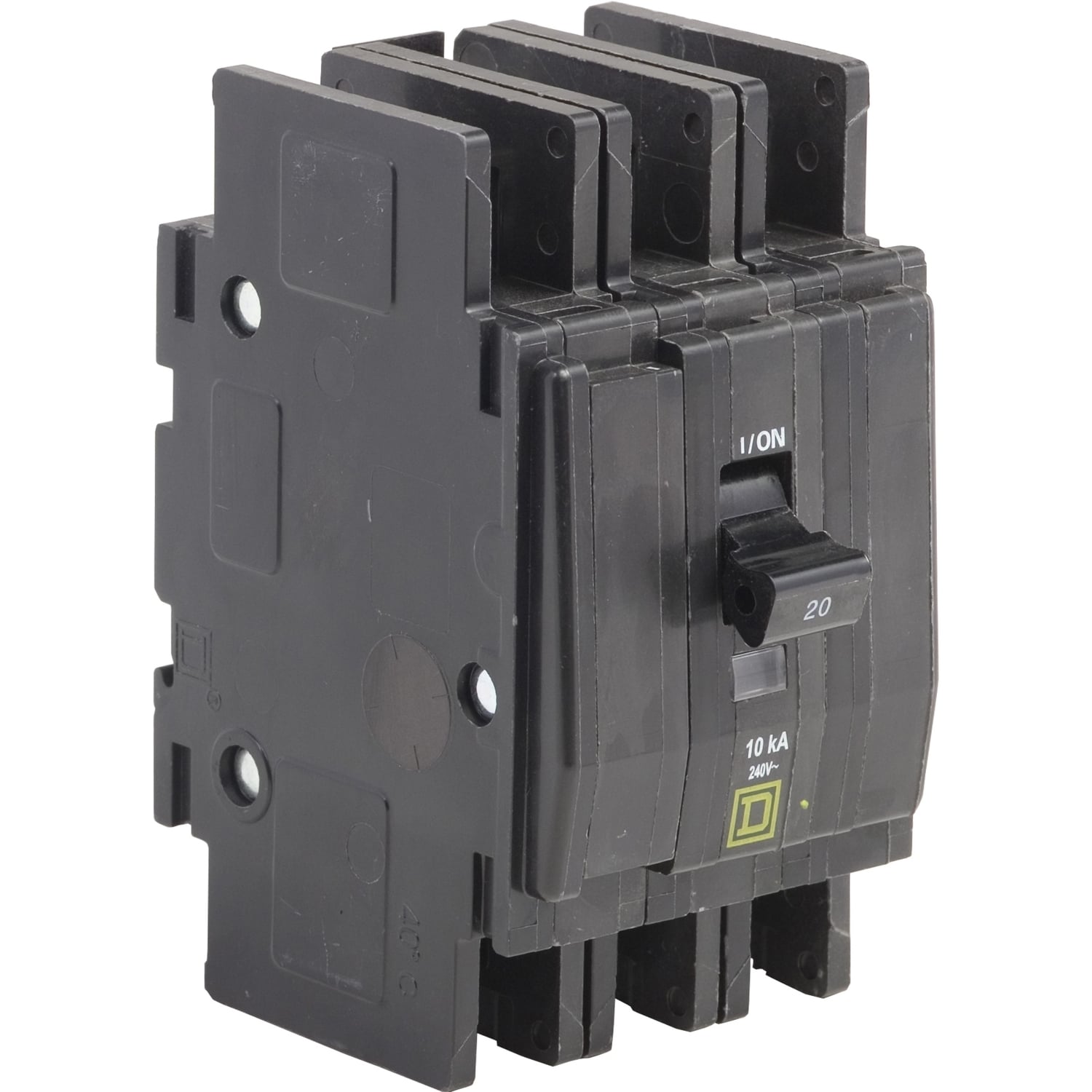 QOU3405283 Type QOU Miniature Circuit Breaker, 240 V AC, 40 A, 10 kA at 240 V AC, 5 kA at 48 VDC Interrupt, 3 Poles, Thermal Magnetic Trip
