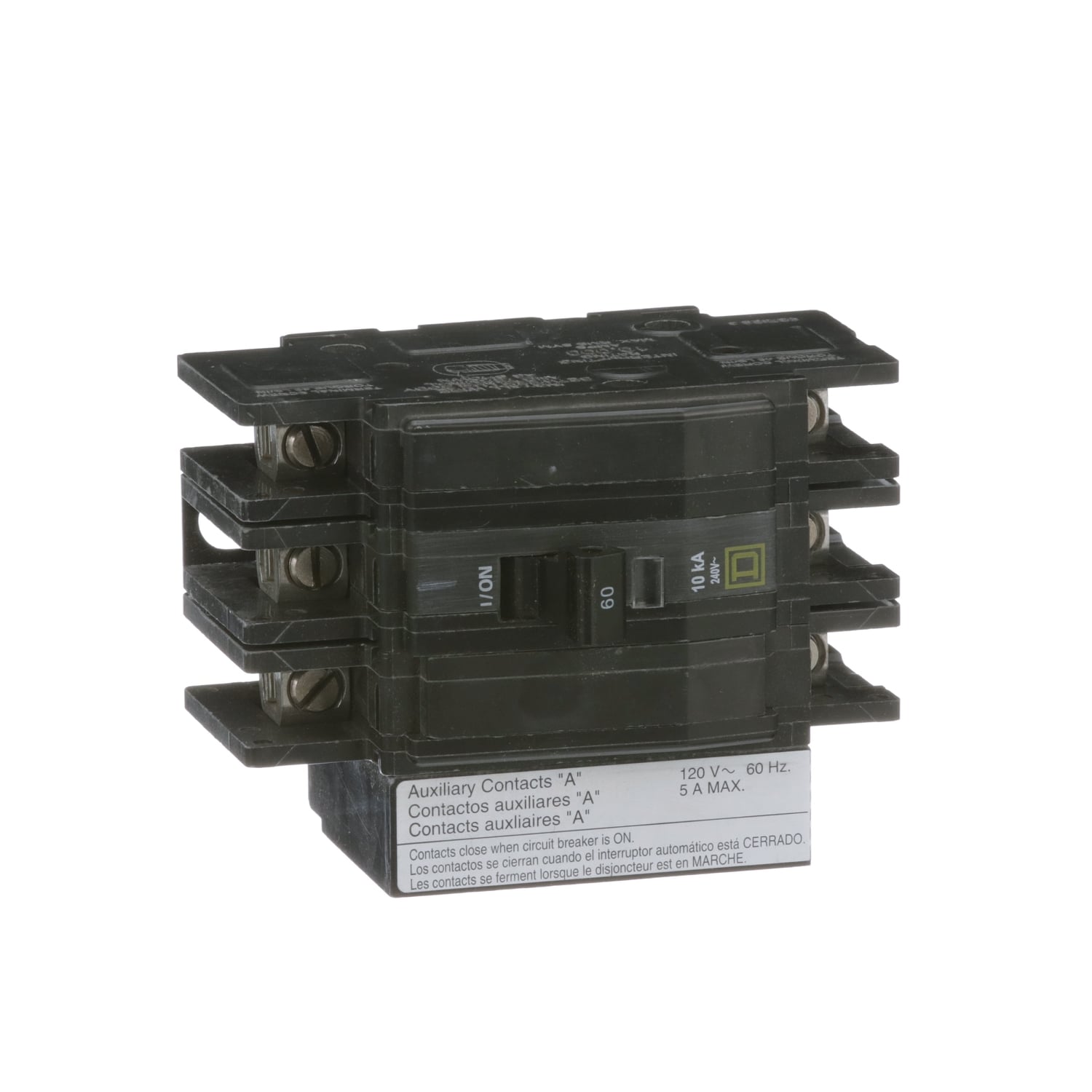 QOU3601200 Type QOU Standard Miniature Circuit Breaker, 240 V AC/48 V DC, 60 A, 5/10 kA Interrupt, 3 Poles, Thermal Magnetic Trip