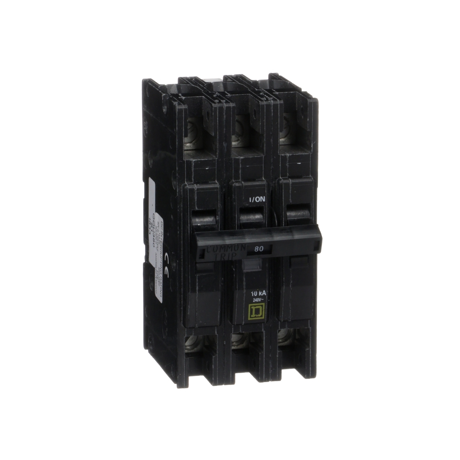 QOU380 Type QOU Standard Unit Mount Miniature Circuit Breaker, 240 V AC, 80 A, 10 kA Interrupt, 3 Poles, Thermal Magnetic Trip