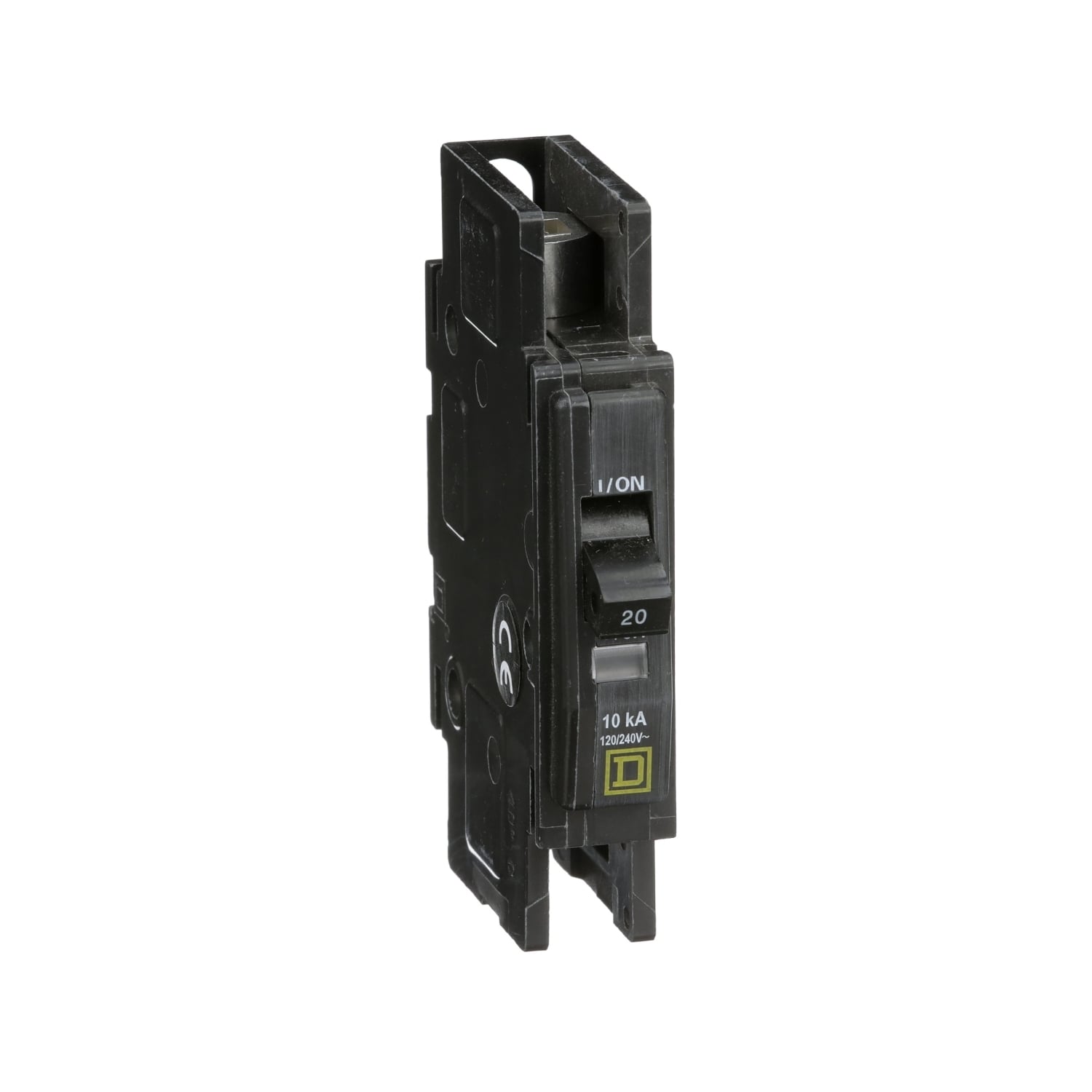 QOUR120 Type QOU Standard Miniature Circuit Breaker, 120/240 V AC, 20 A, 10 kA at 120/240 V AC, 5 kA at 48 VDC Interrupt, 1 Poles, Thermal Magnetic Trip