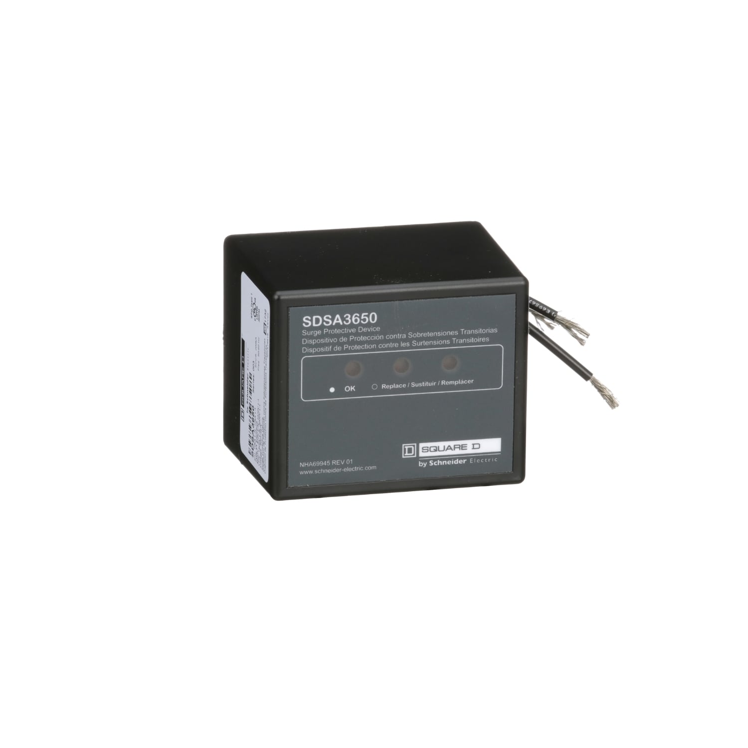 SDSA3650 Surgelogic Type T1 Secondary Surge Protective Device, 600 V AC, 50/60 Hz, 3 Poles, 200 kA SCCR, 3 Phase