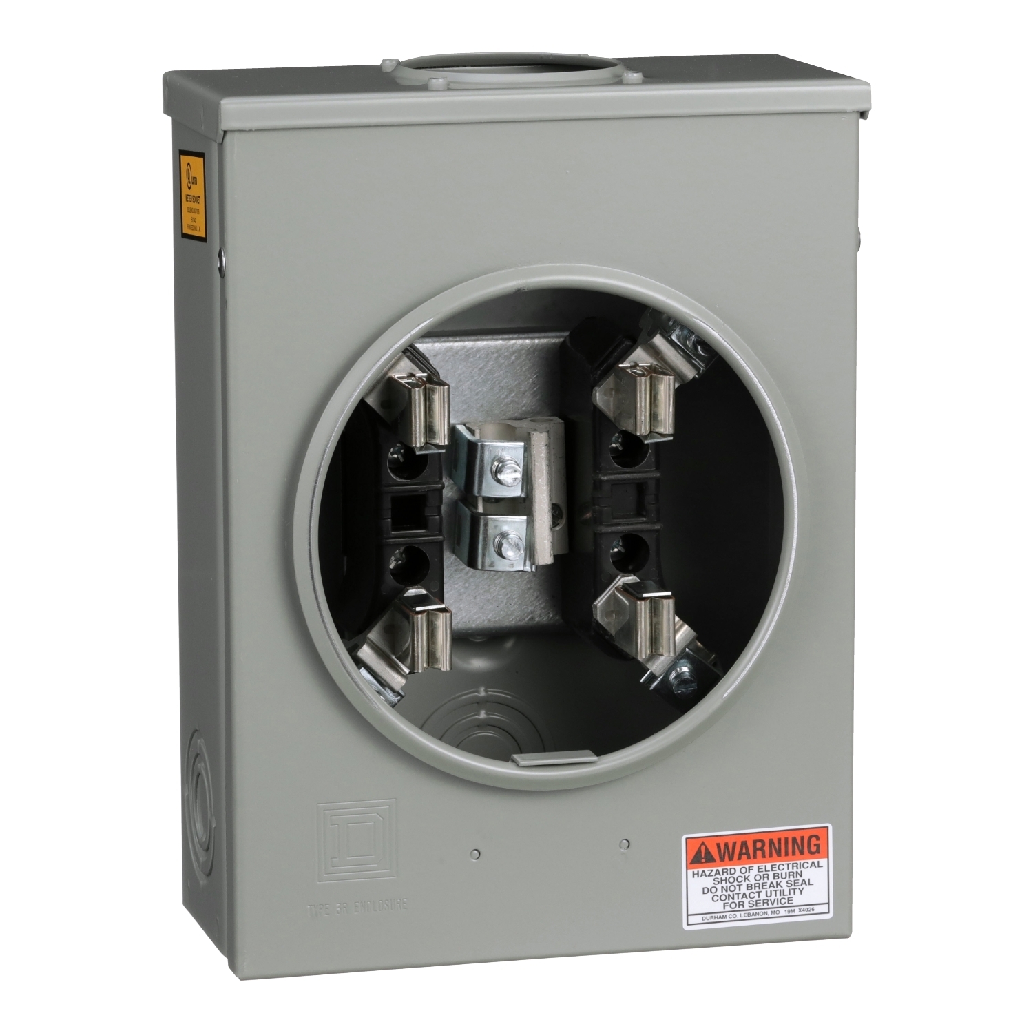 URTRS101B Single Position Meter Socket, 125 Amp, 1 Phase, Ringed, No Bypass, 4 Jaw with no release, OH, UG, 600V
