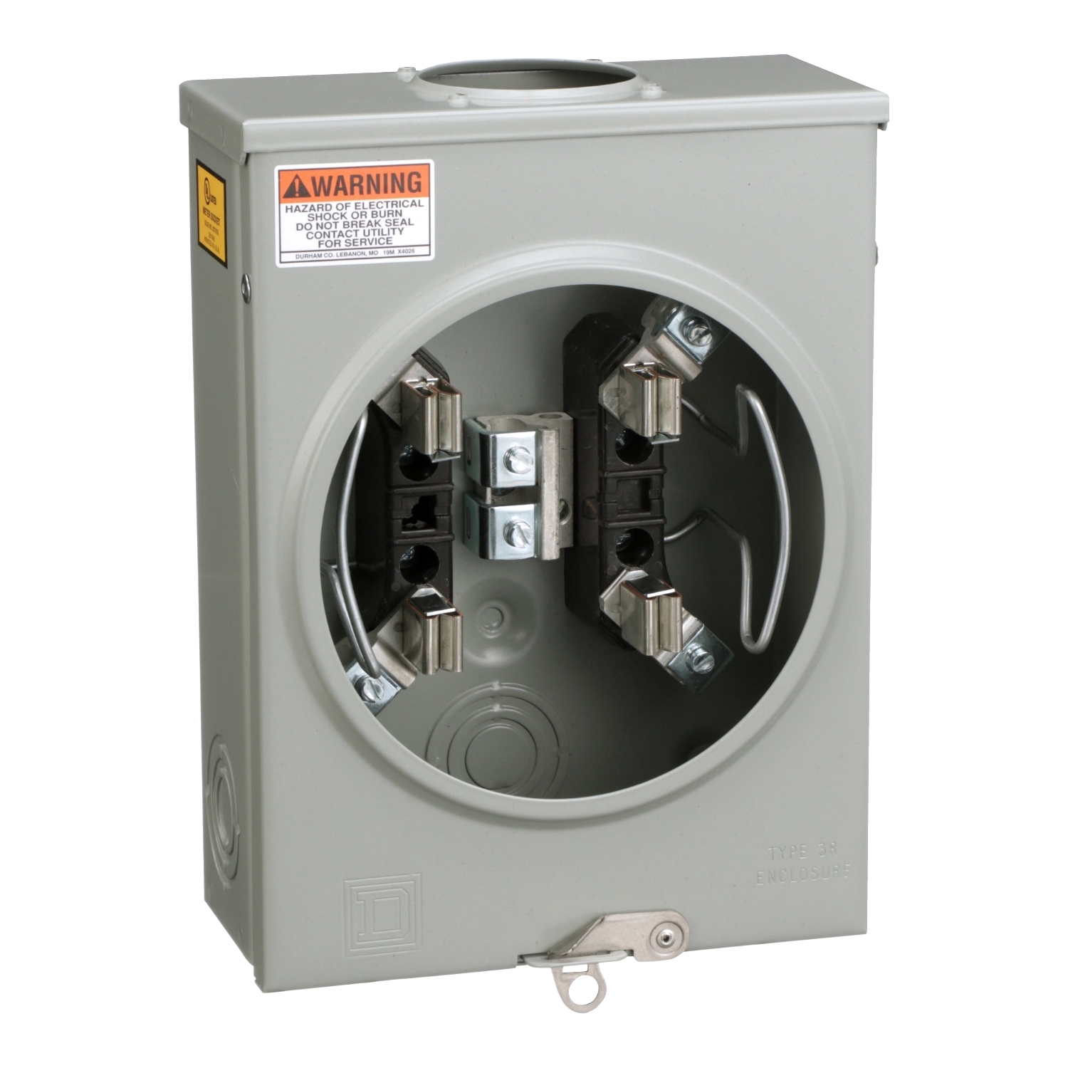 UTRS101B Single Position Meter Socket, 125 Amp, 1 Phase, Ringless, No Bypass, 4 Term, OH, UG, 600V