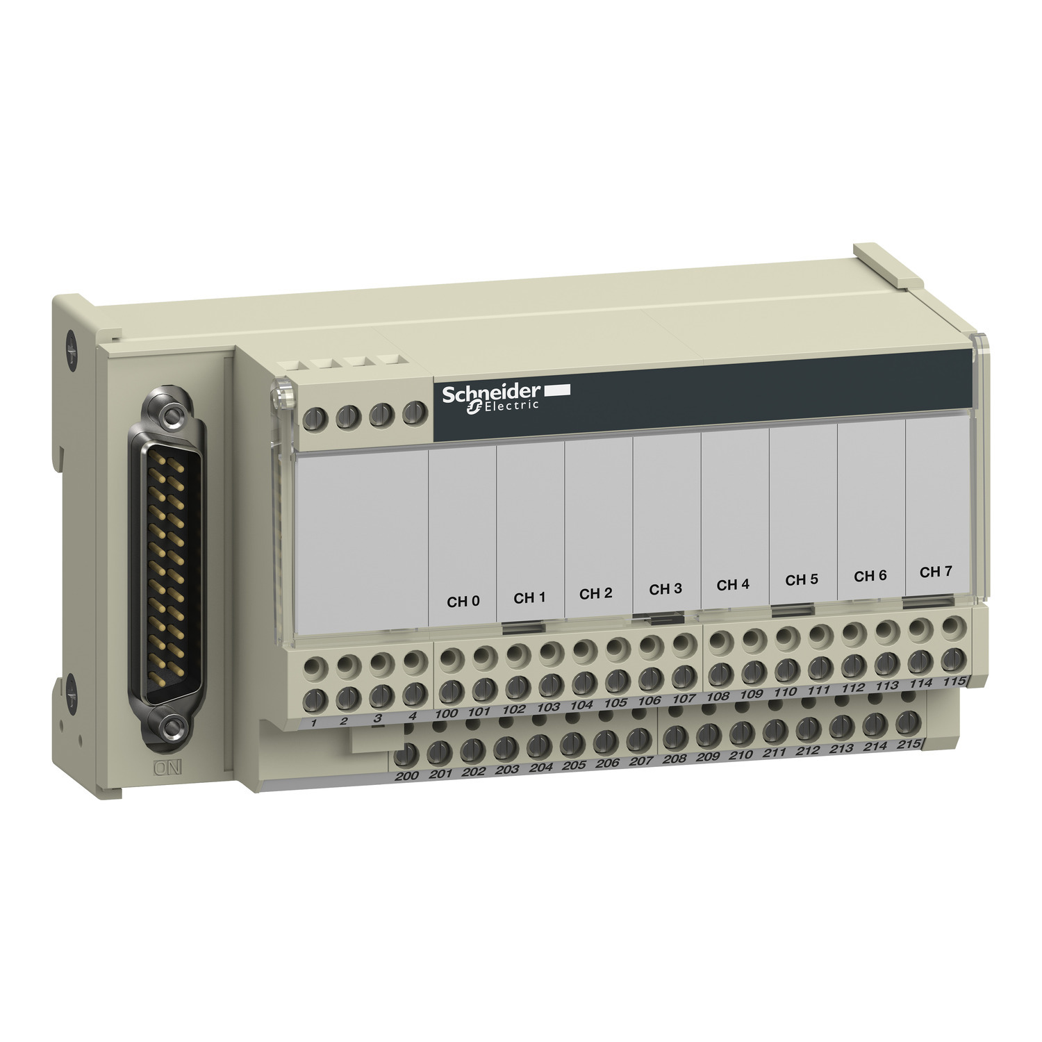 ABE7CPA02 Advantys 25-Way SUB-D Telefast Connection Sub-Base, Screw Wire Clamp, Passive Connection, Point-to-Point with Shield Continuity Function