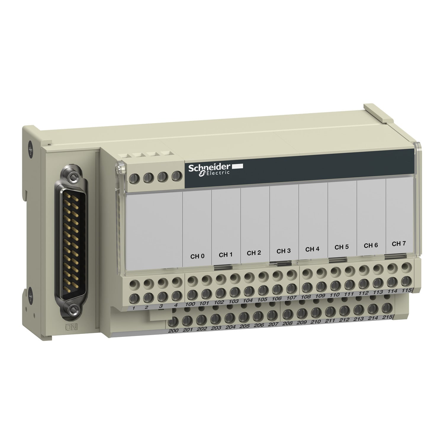 ABE7CPA03 Advantys 25-Way SUB-D Telefast Connection Sub-Base, Screw Wire Clamp, Distribution of Sensor Power Supplies by 25 mA Limiter Function, For Use With Modicon Premium Platform, TSXAEY1600 and TSXAEY800 Premium Module