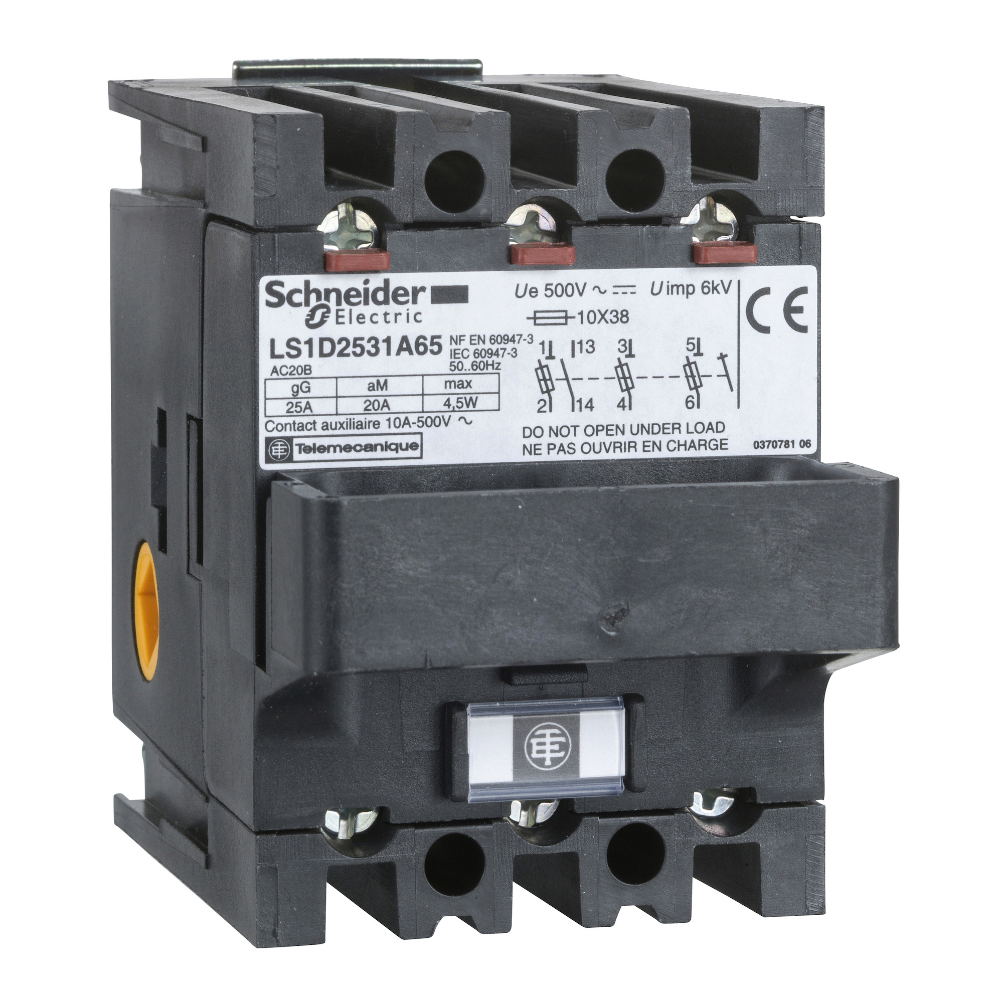 LS1D2531A65 Fuse Disconnector, 690 VAC, 500 VAC/440 VDC, 10/20 A, 3 Poles