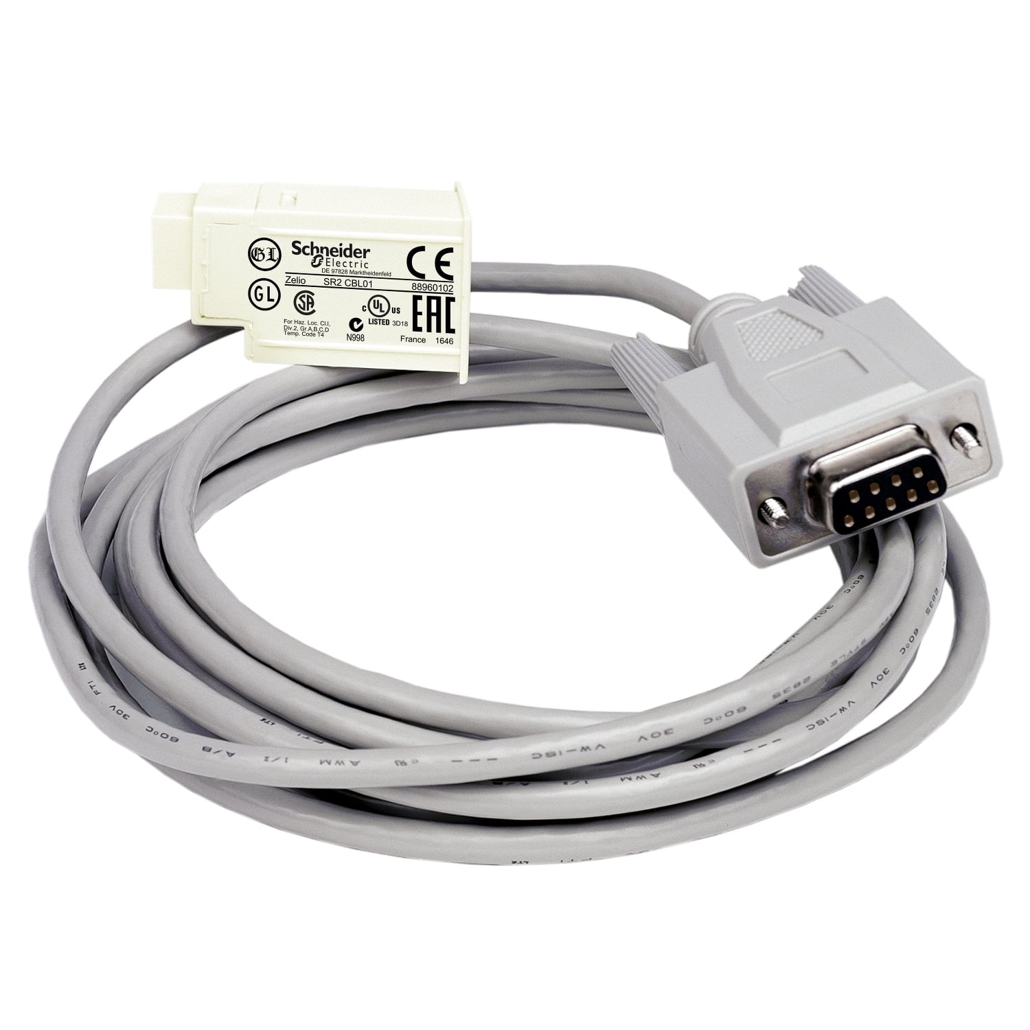 SR2CBL01 Zelio Programmable Connecting Cable, 250 V AC/DC, 3 m L
