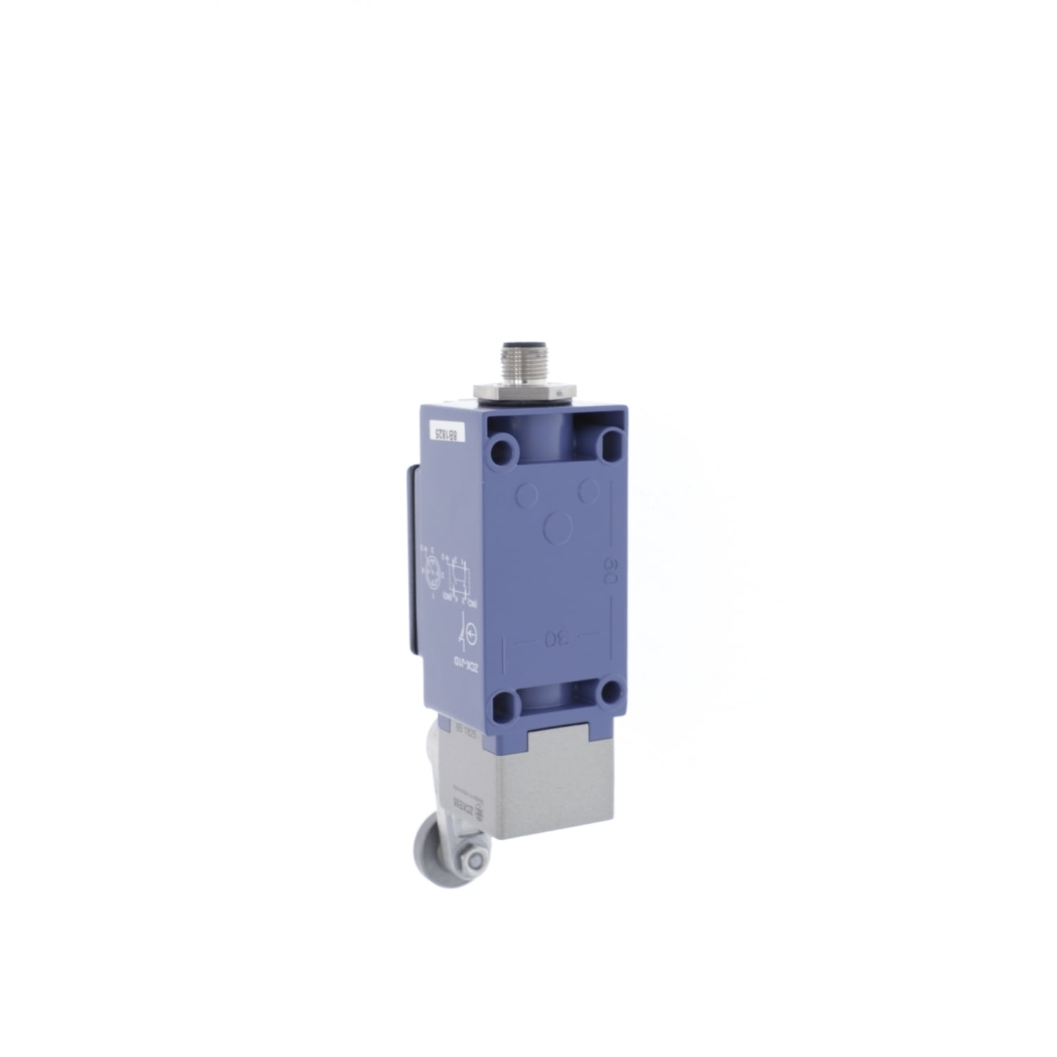 XCKJ10513D OsiSense XC Fixed Heavy Duty Non-Plug-In Rotary Actuated Limit Switch, 240 V AC/250 V DC, 4 A, Spring Return Roller Lever Arm Actuator, 1NO-1NC Contact, 2 Poles