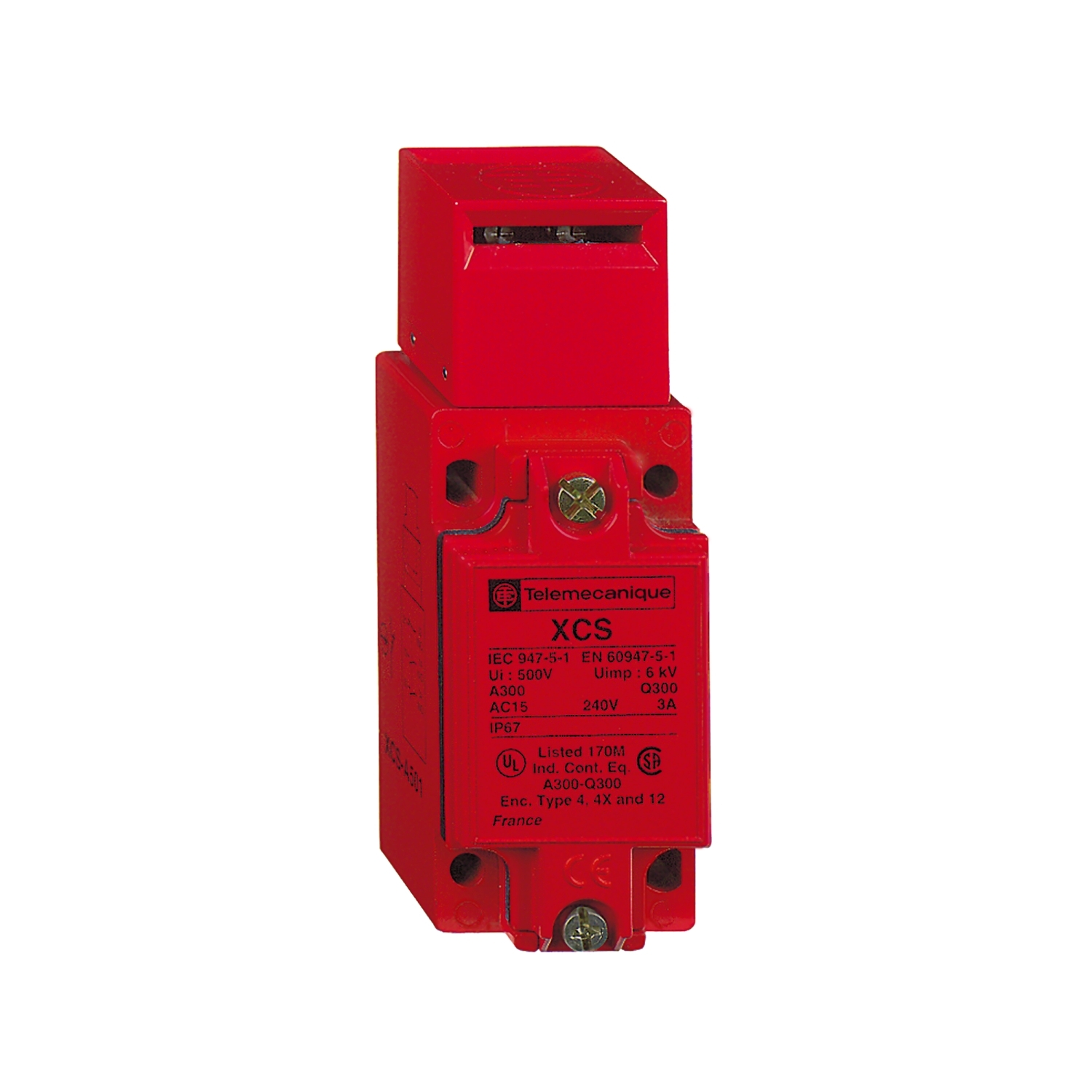 XCSA502 Preventa Corrosion-Resistant Dusttight/Watertight Turret Head Safety Interlock Switch, 300 V AC, 10 A, 3 Poles