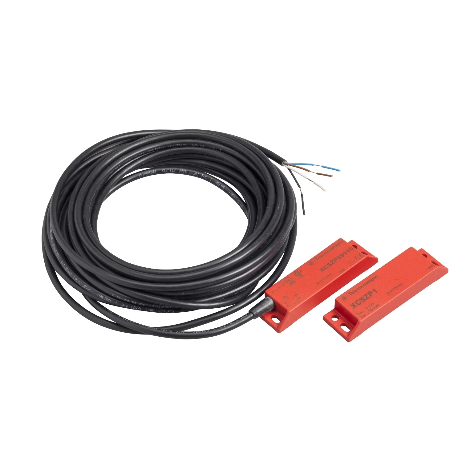 XCSDMP7012 Preventa 3-Direction 3-Pole Non-Contact Standard Safety Interlock Switch, Coded Magnetic Actuator, 100 mA at 24 V DC Contact, 1NO-2NC Contact, Rhodium Contact