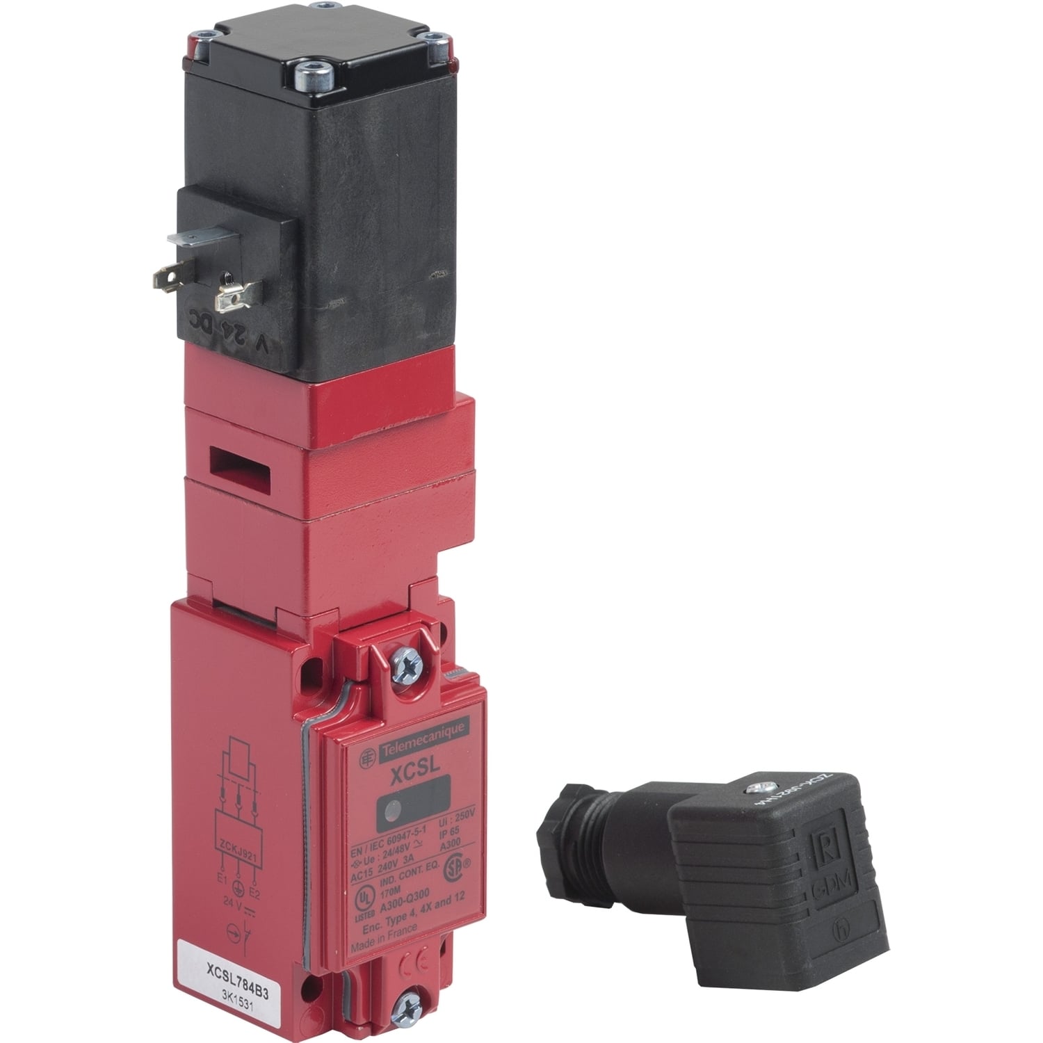 XCSL784B3 Preventa Dusttight/Watertight ICE-Resistant Turret Head Safety Interlock Switch, 300 V AC, 10 A, 50/60 Hz, 10 VA Power Rating, 3 Poles
