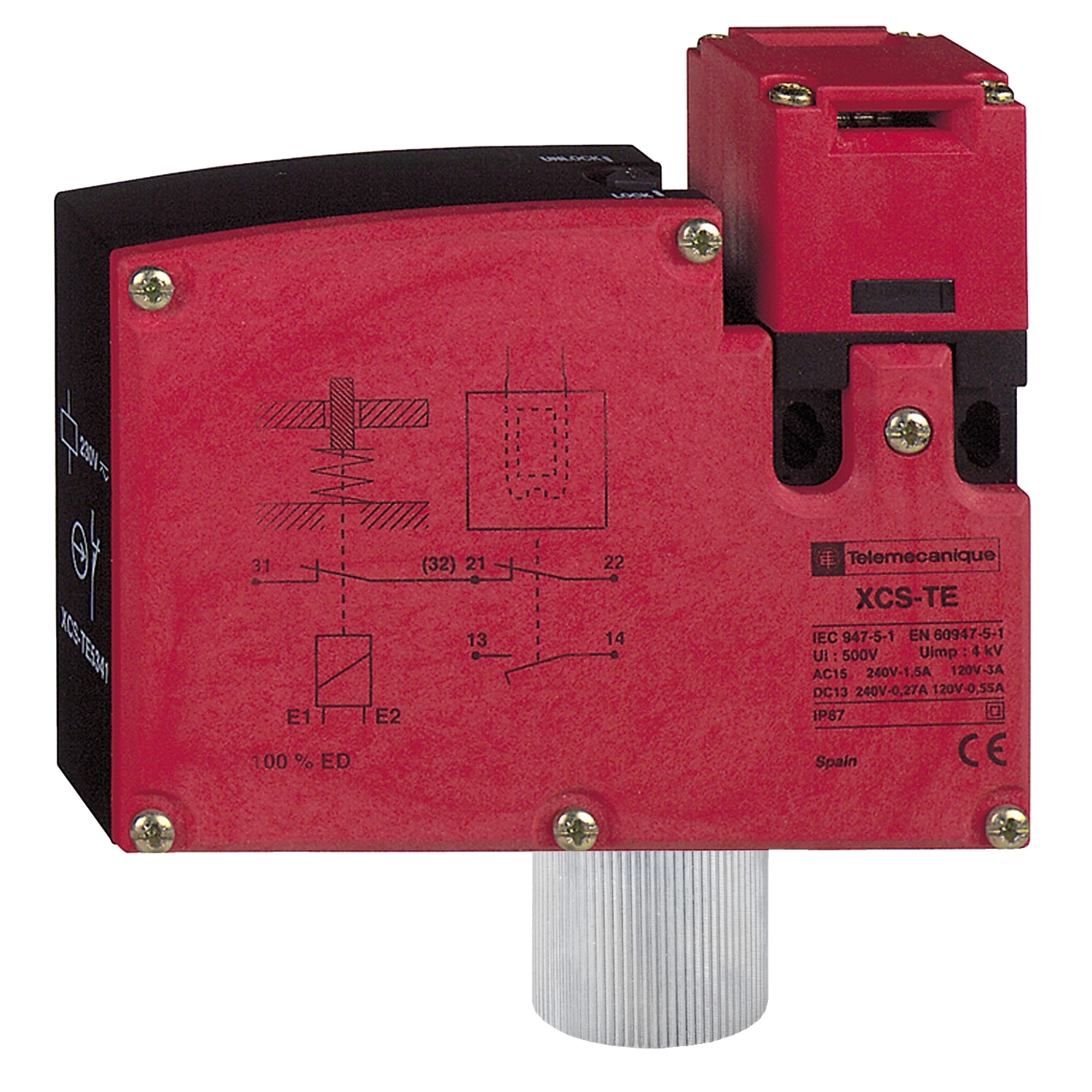 XCSTE7333 Corrosion-Resistant Dusttight/Watertight Safety Interlock Switch, 300 V AC, 6 A, 2 Poles