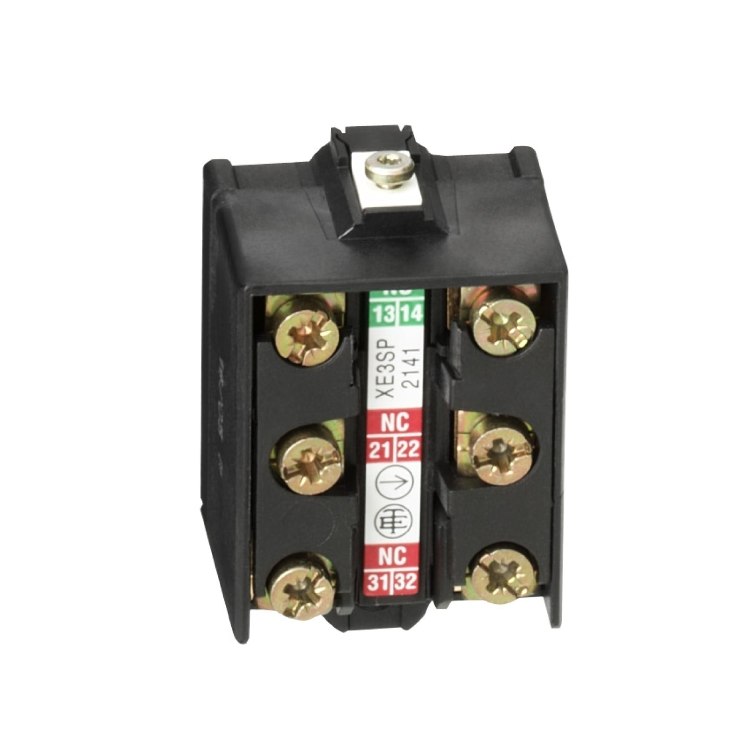 XE3SP2141 OsiSense 3-Pole Limit Switch Contact Block, 1NO-2NC Contact, For Use With XCKD, XCKJ, XCKL, XCKM, XCKP and XCKS Standard Format Limit Switch, 1.5 A at 240 V AC, 0.1 A at 250 V DC Contact